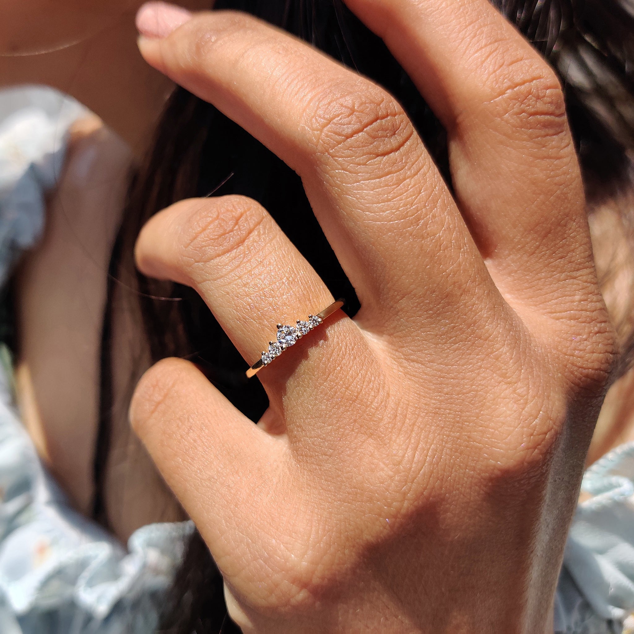 5 Stone Wedding Band with Round Diamonds