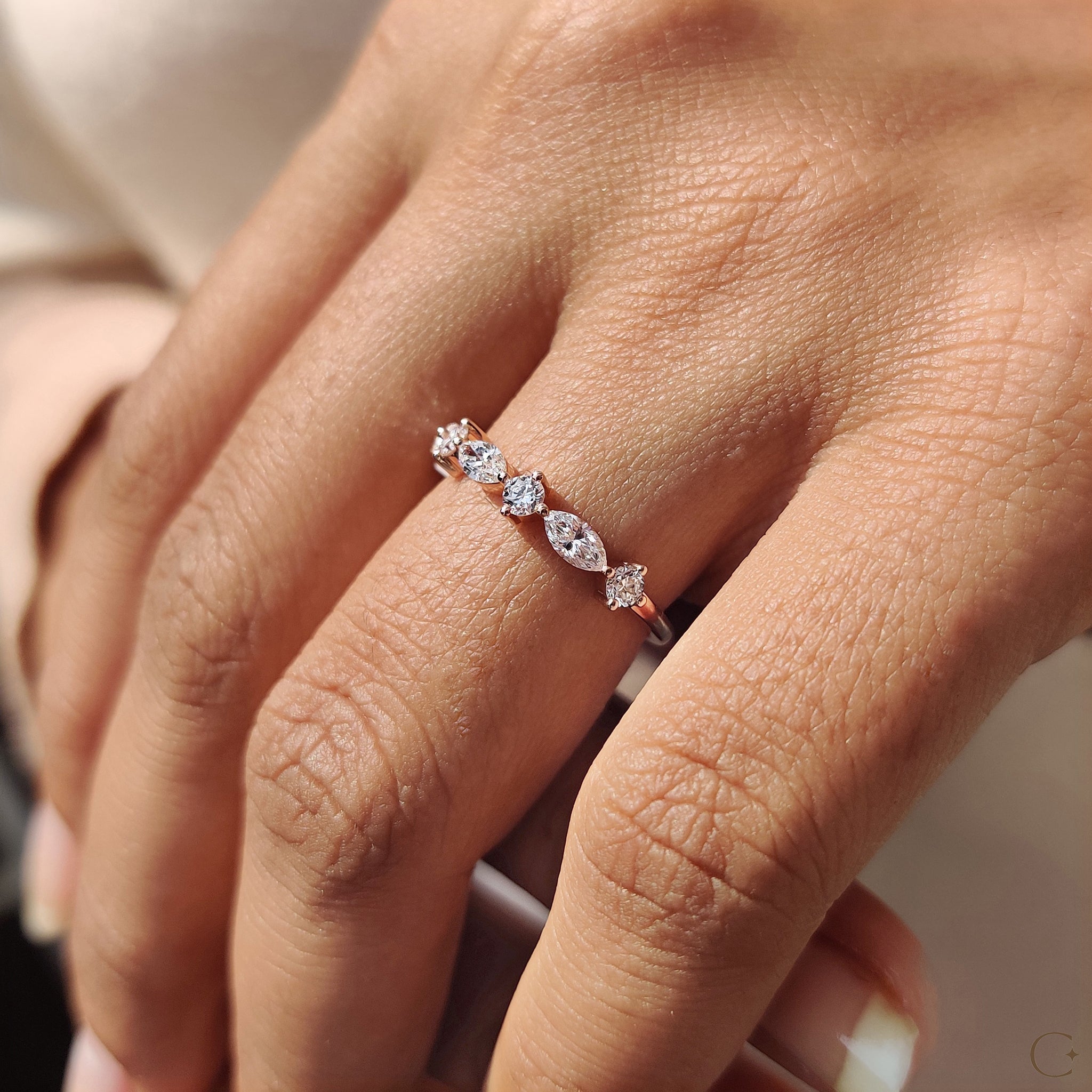 Elegant half eternity band featuring lab grown diamonds.

