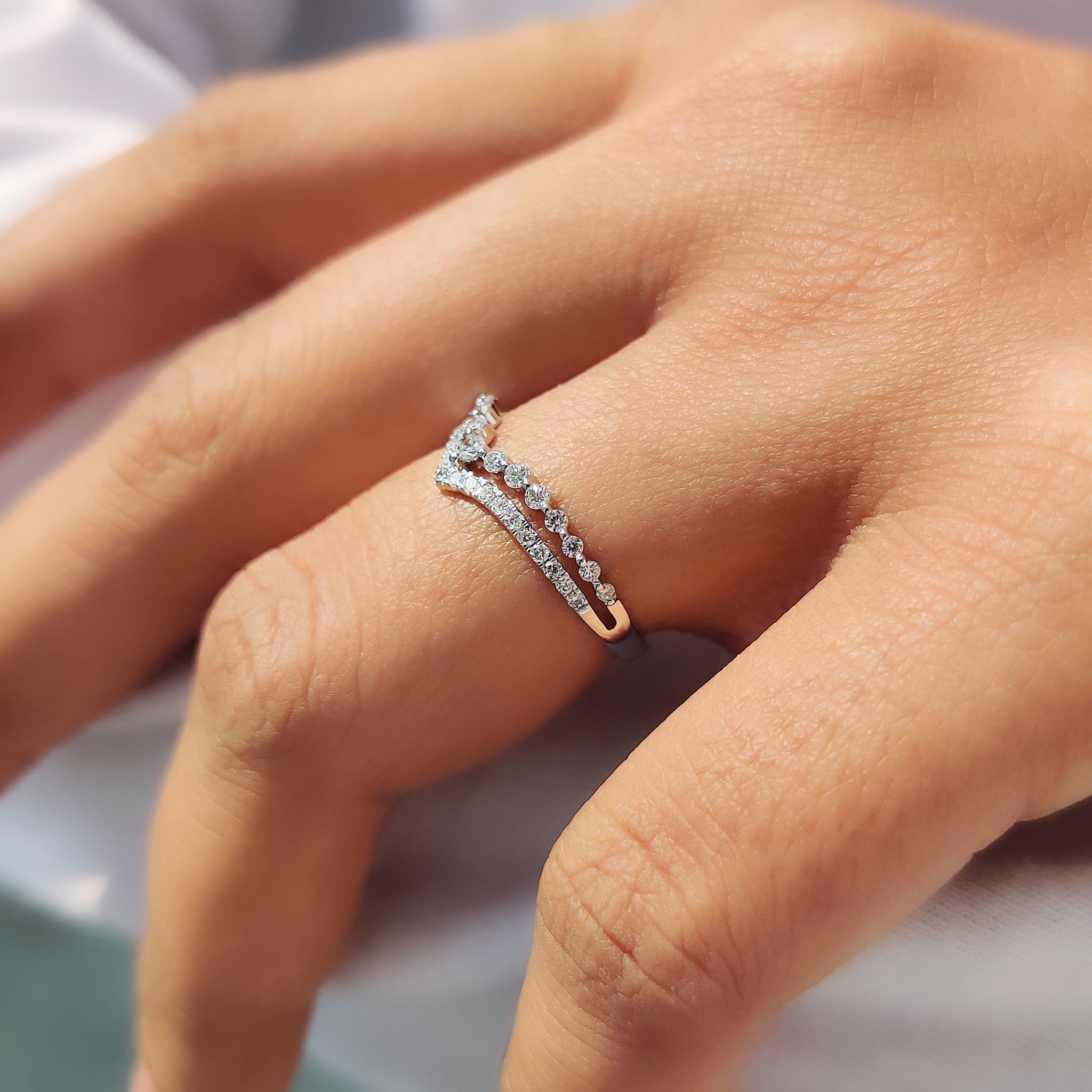 Stackable Diamond Band featuring a sleek, modern design.
