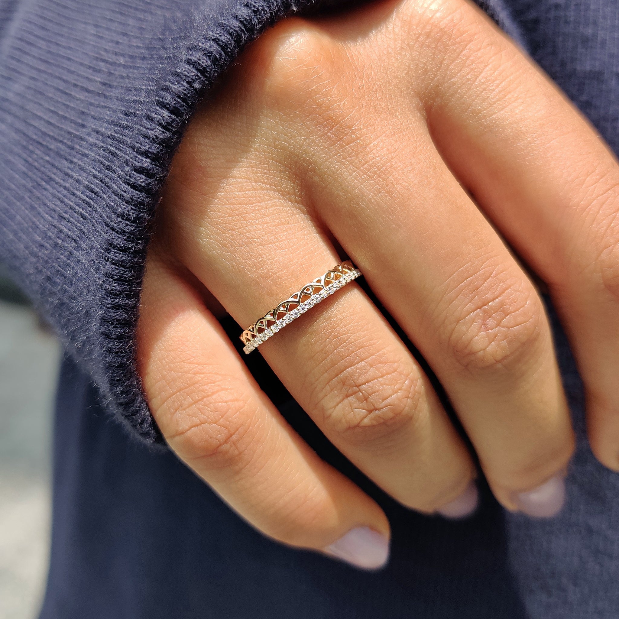 Round Diamond Band in - Half Eternity
