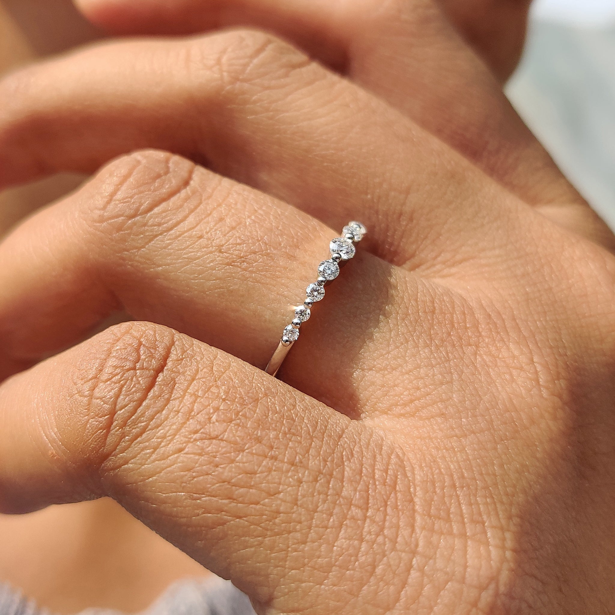 Unique custom band with lab grown diamonds.
