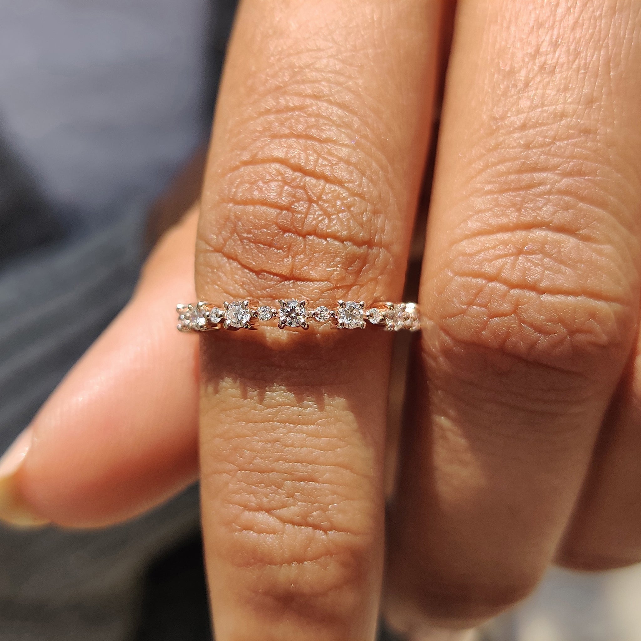 Round Cut Diamond Eternity Rose Gold Wedding Band