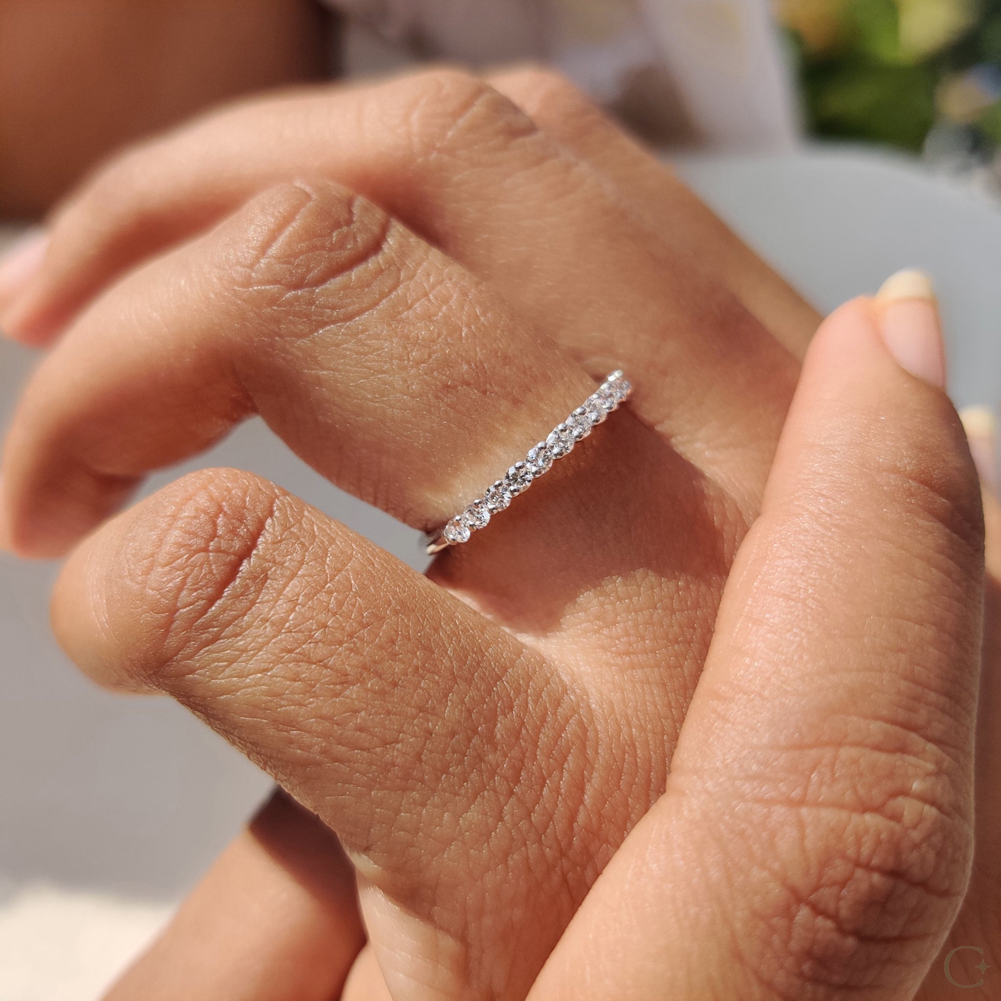 Lab grown diamond band made with expert precision.
