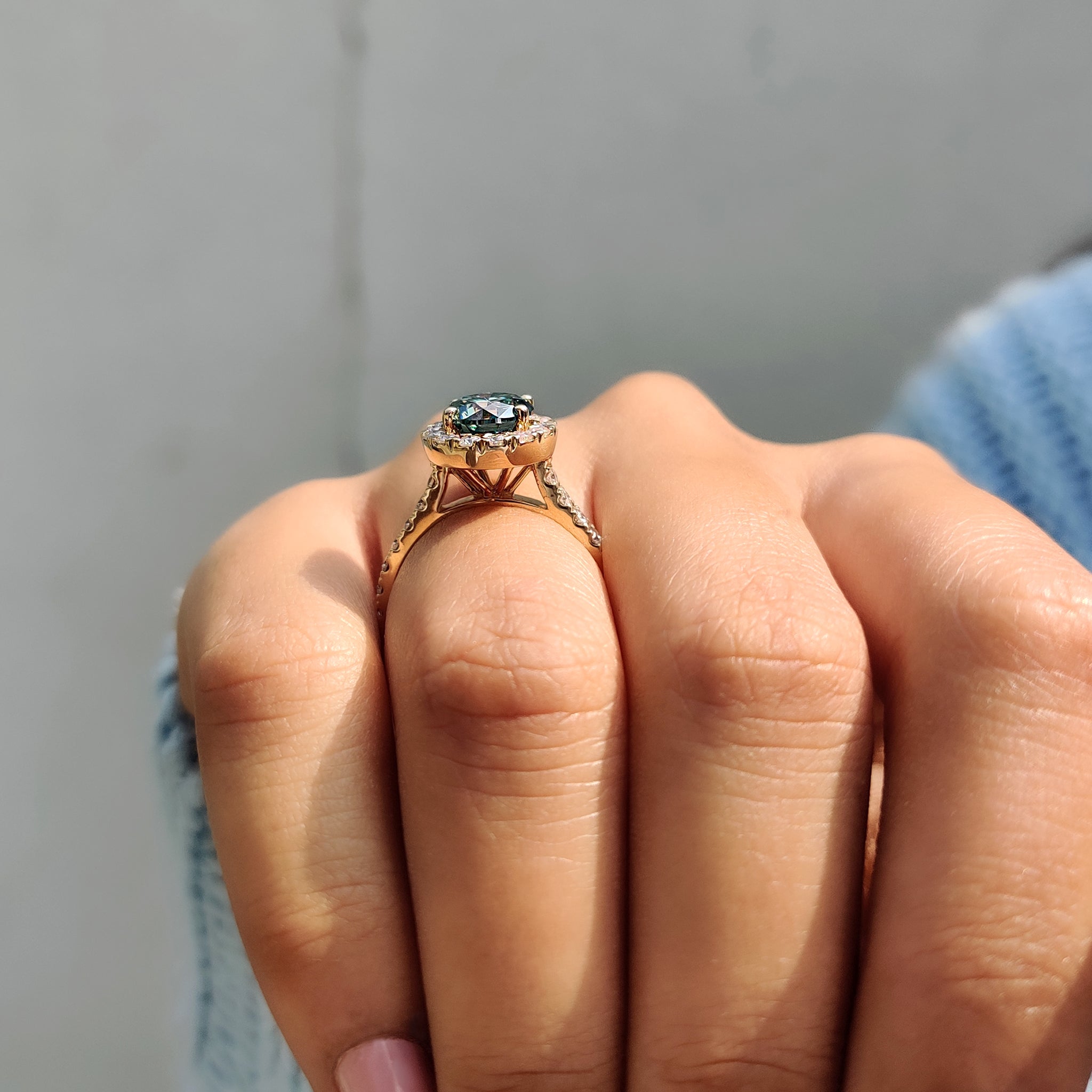 Halo setting ring for enhanced sparkle and elegance.