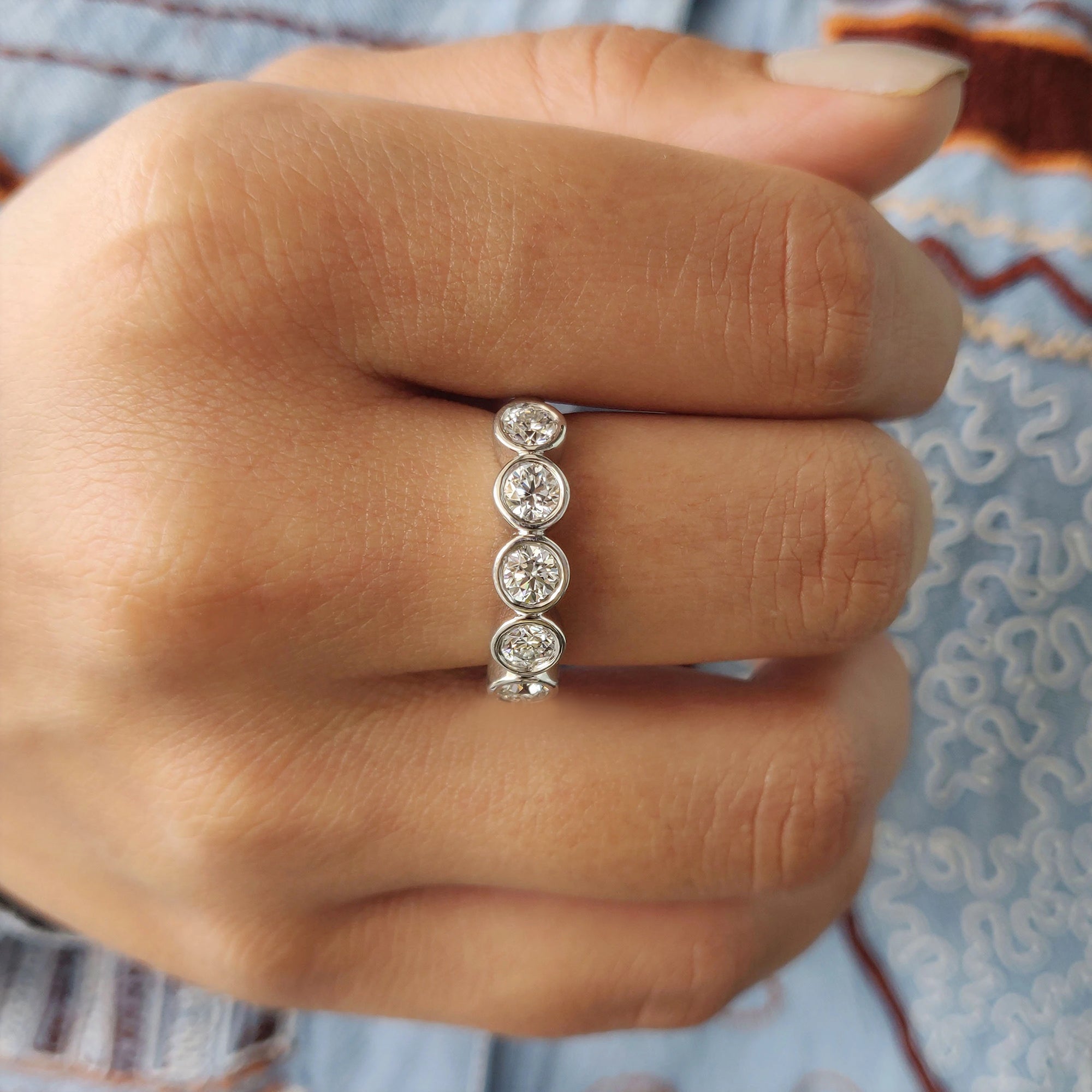 Custom handmade moissanite wedding band.
