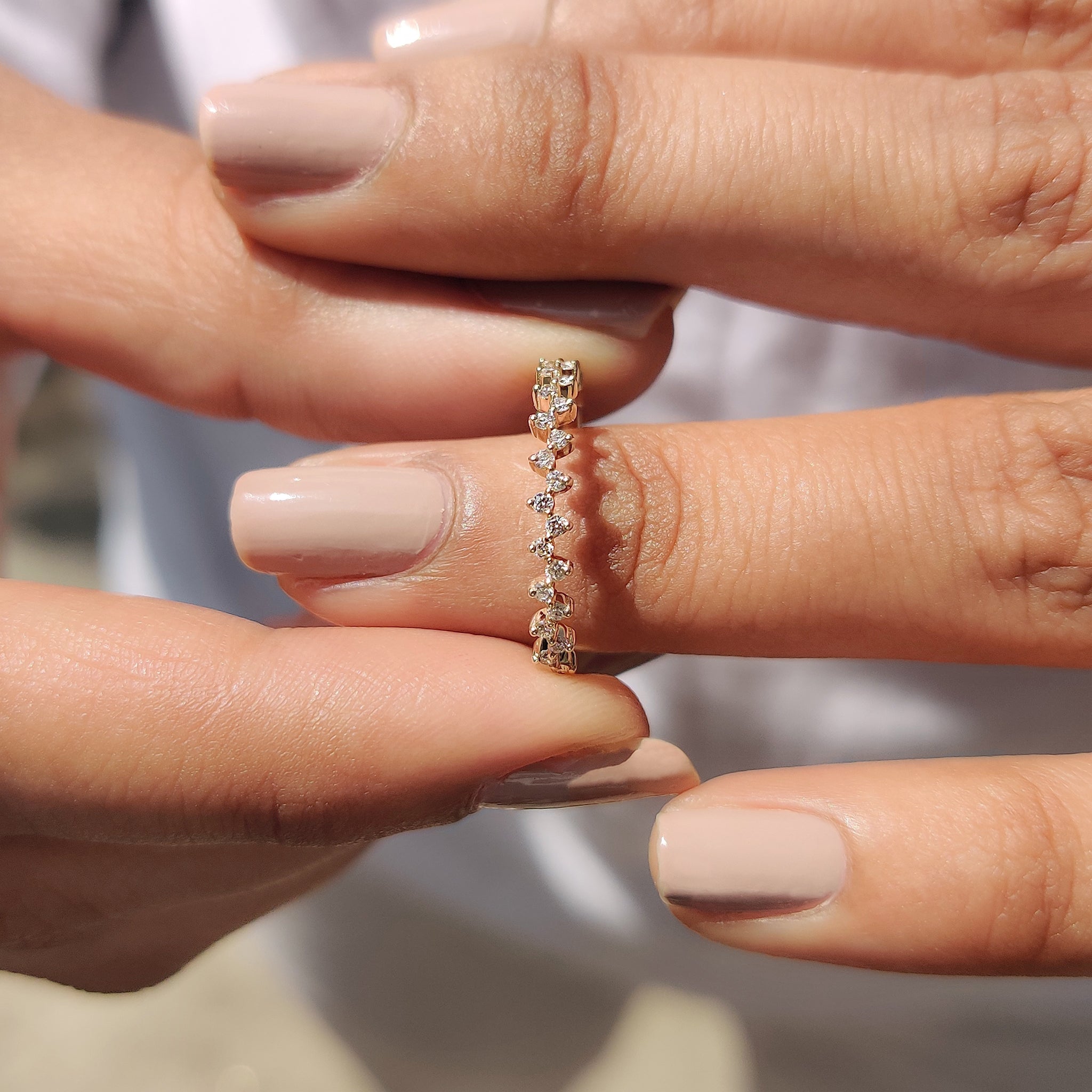 Half Eternity Band - Zig Zag Style