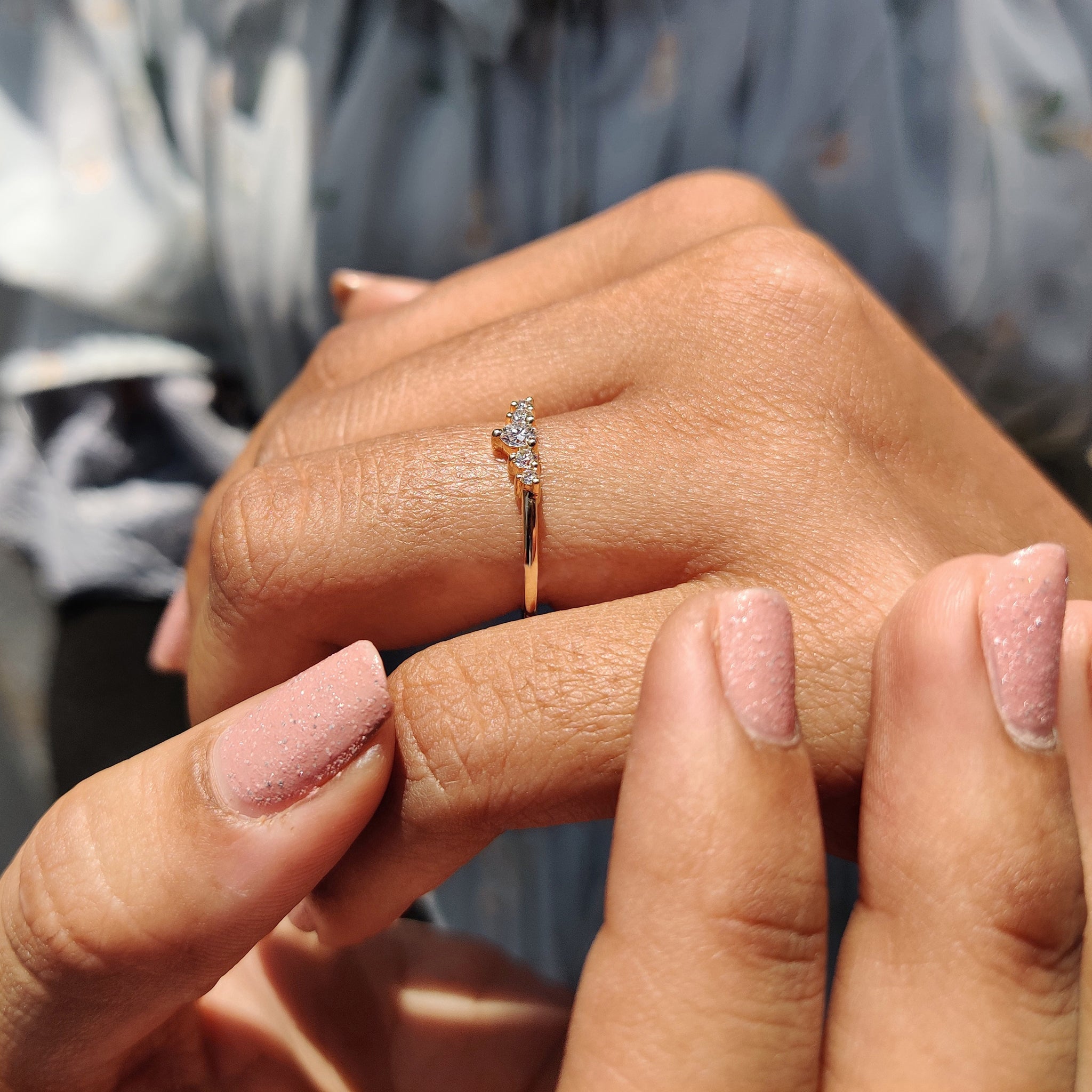 5 Stone Wedding Band - Round Diamonds