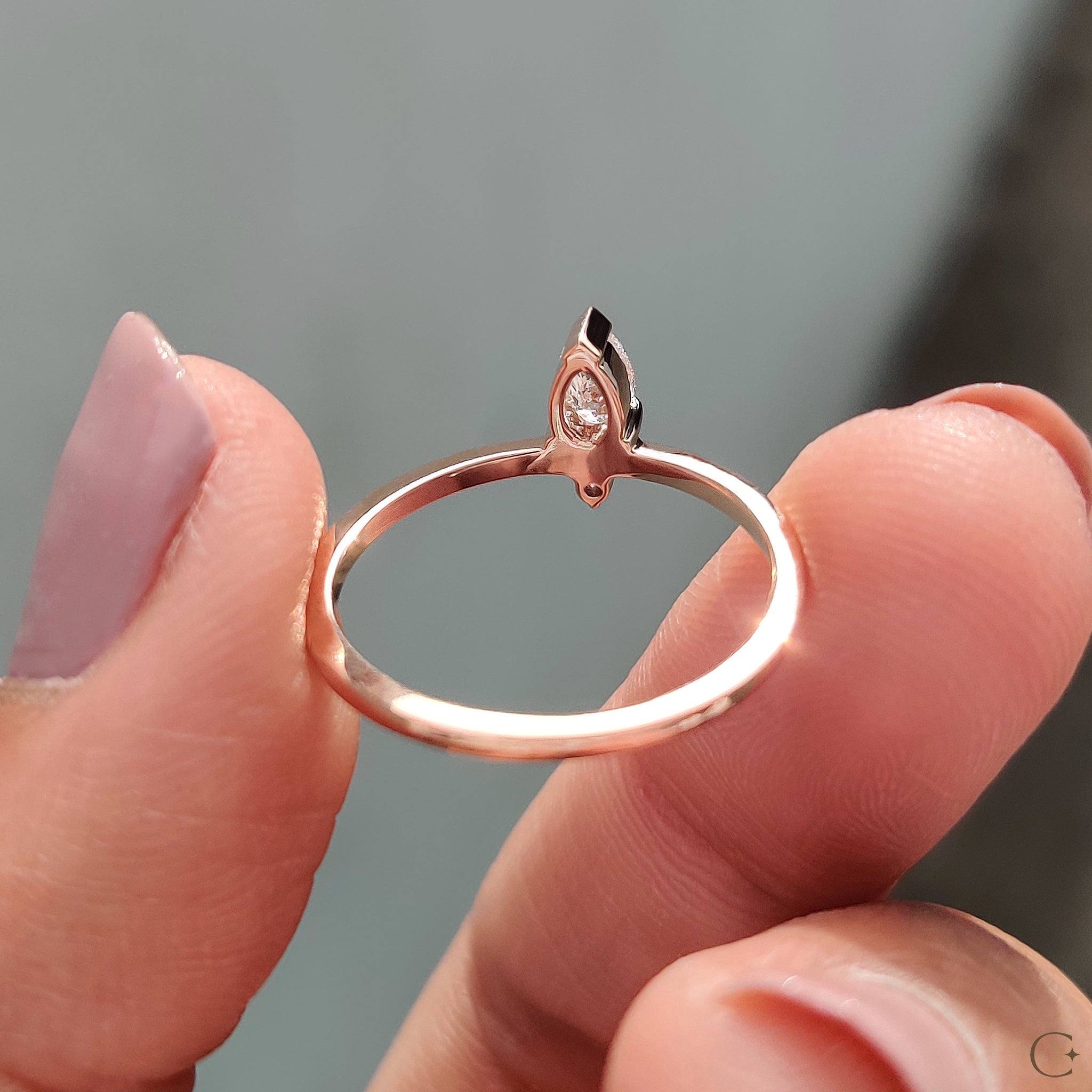 Carat Diamonds engagement ring in rose gold.
