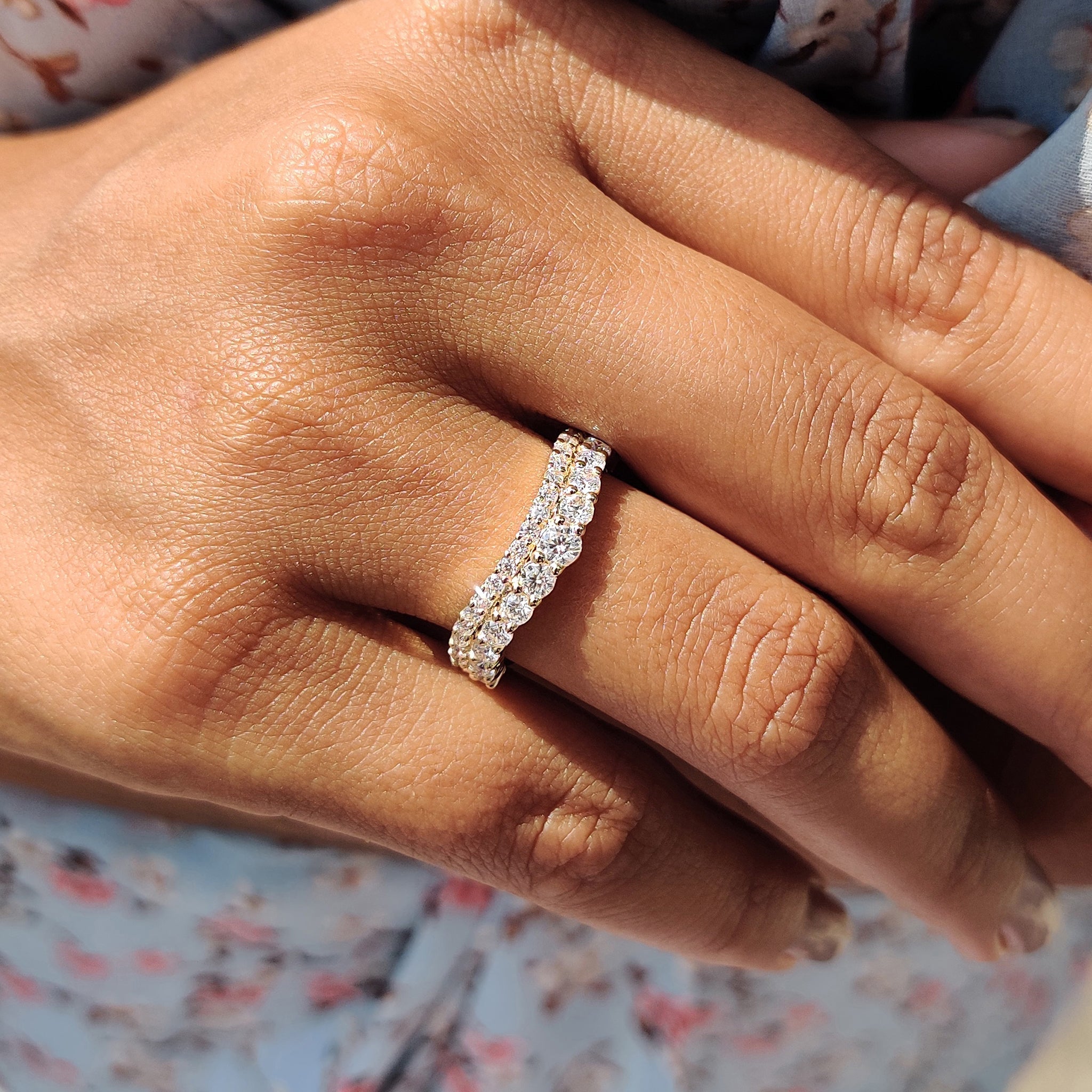 Half Eternity Wedding Band - Double Row  Style