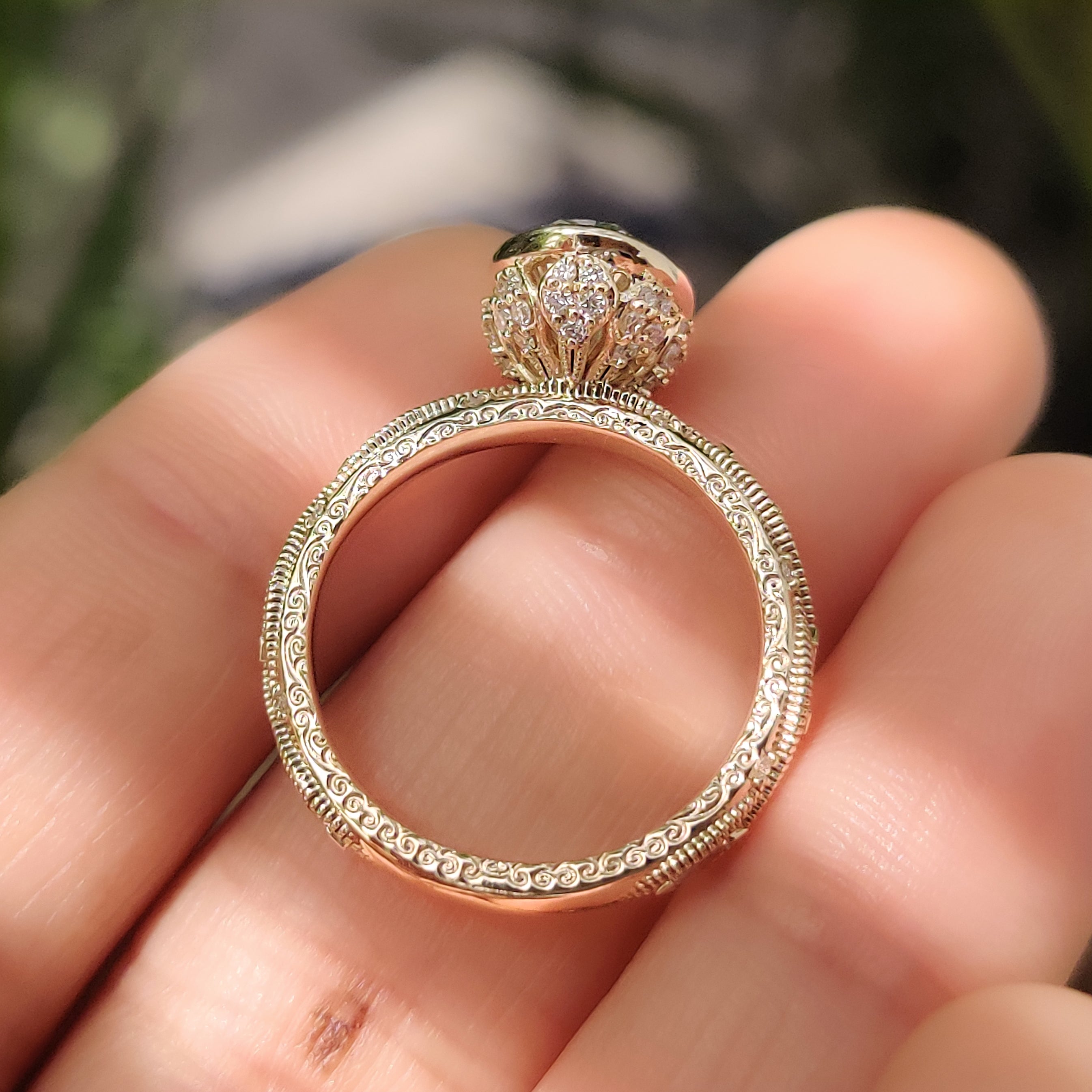Bezel engagement ring with lab grown diamond
