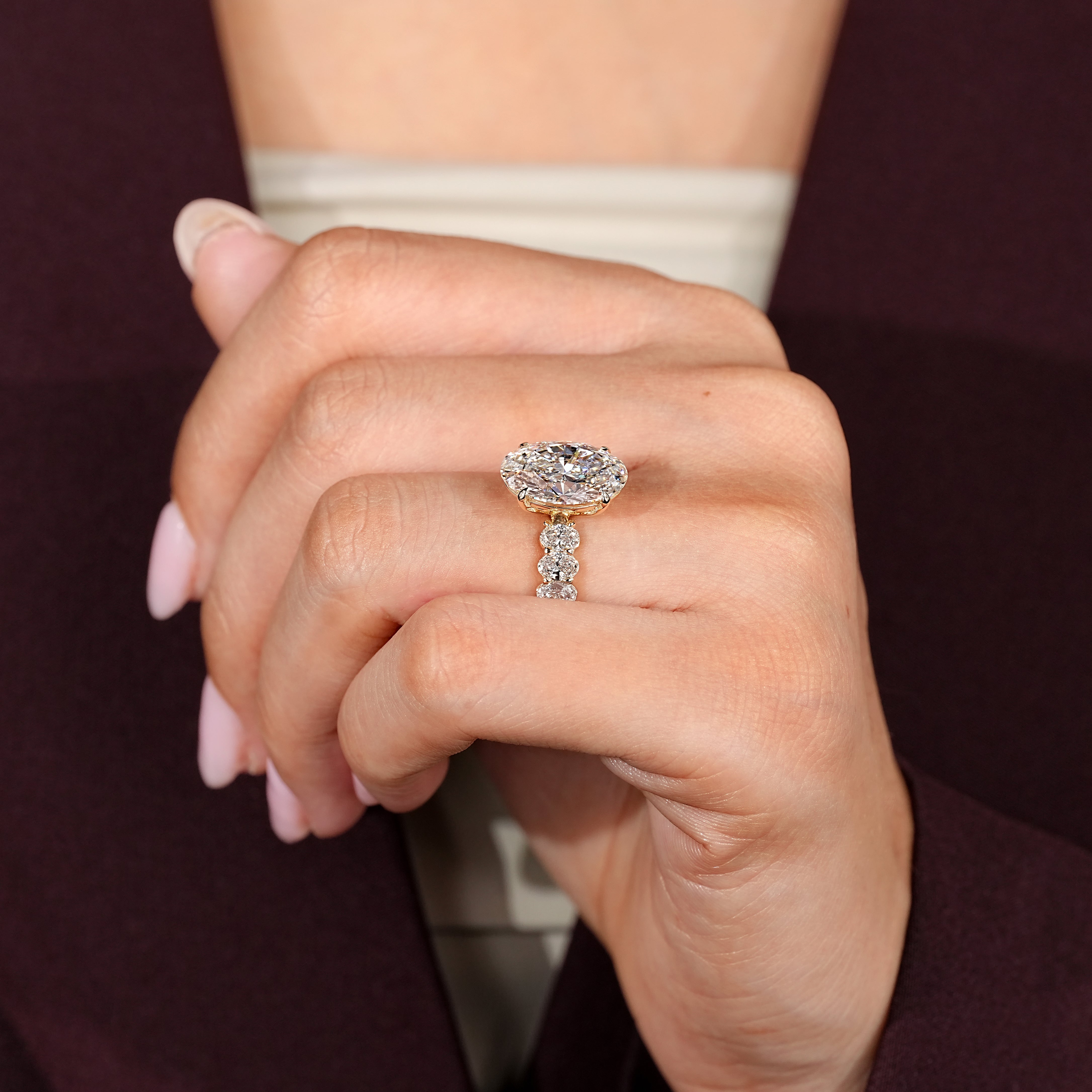 Oval lab grown diamond engagement ring
