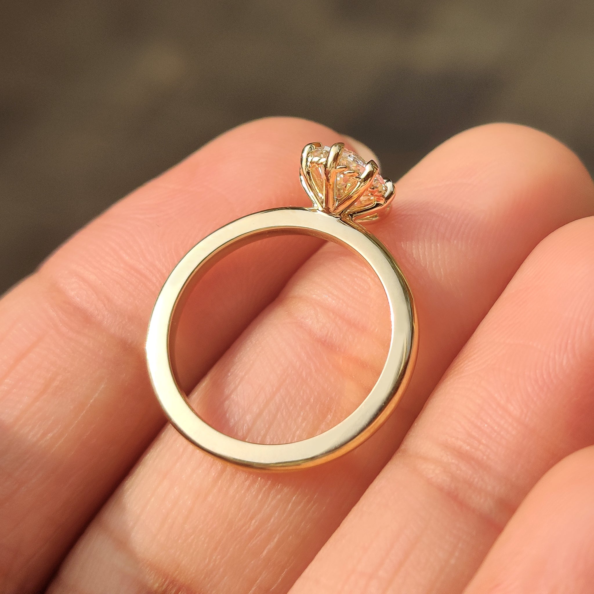 Oval engagement ring crafted by hand with IGI Certified diamond
