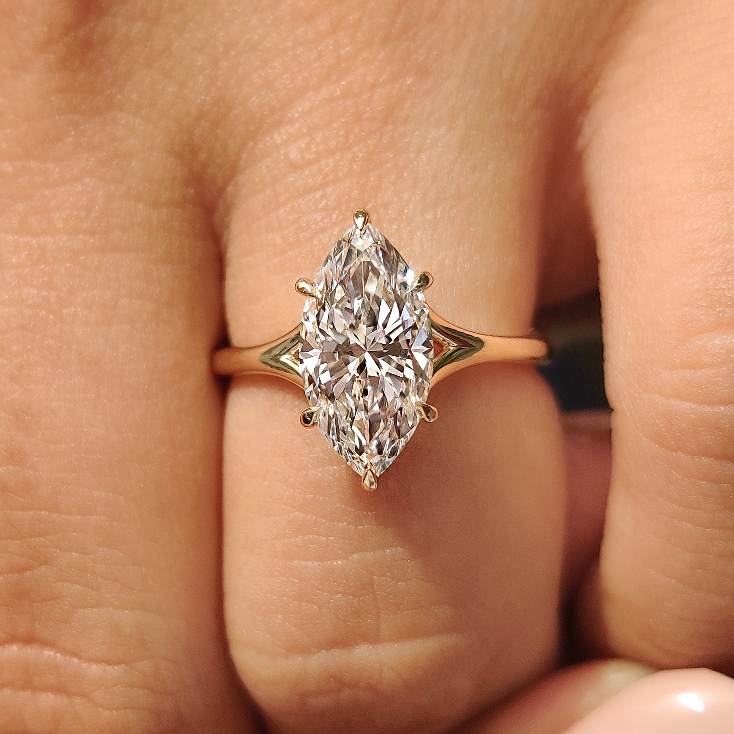 Solitaire Marquise Engagement Ring with Five Claw Prong
