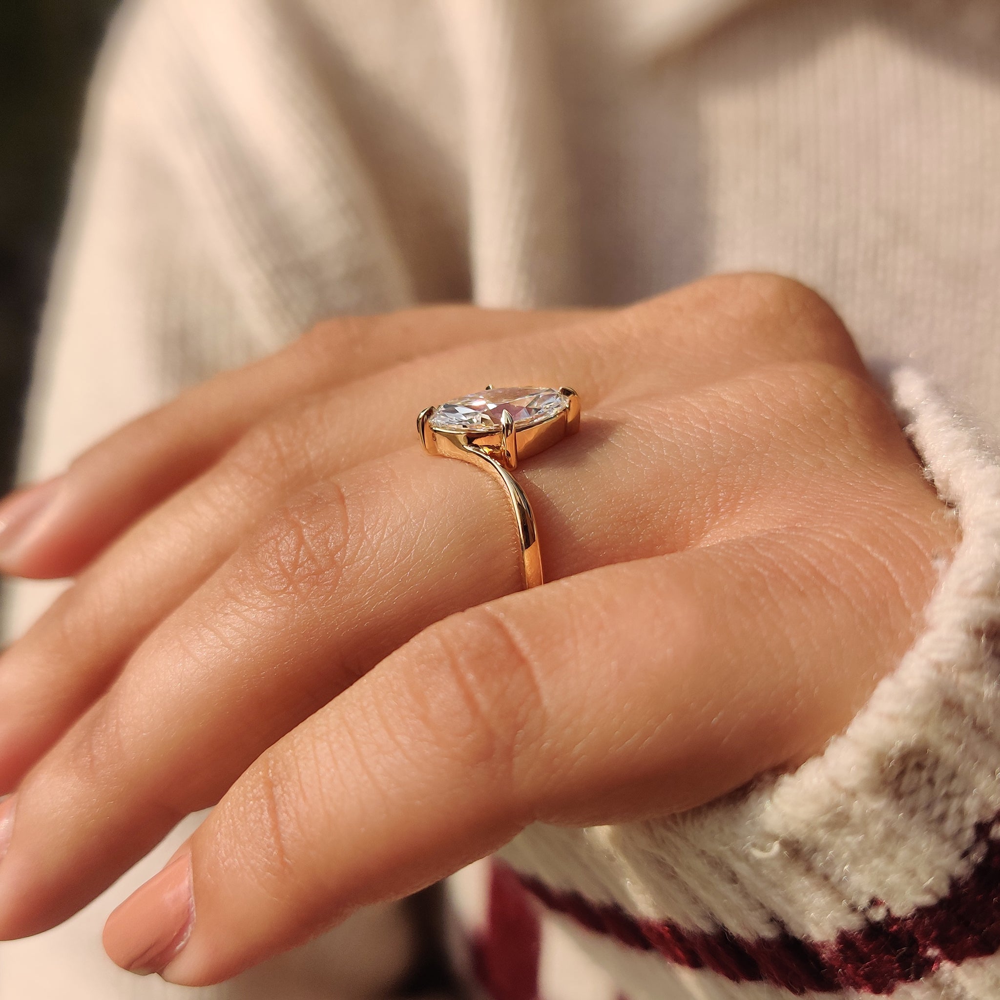 Old European cut marquise diamond ring by Carat Diamonds
