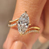Marquise ring with wedding band in solitaire style bridal set
