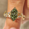 Dutch marquise engagement ring with green center lab diamond
