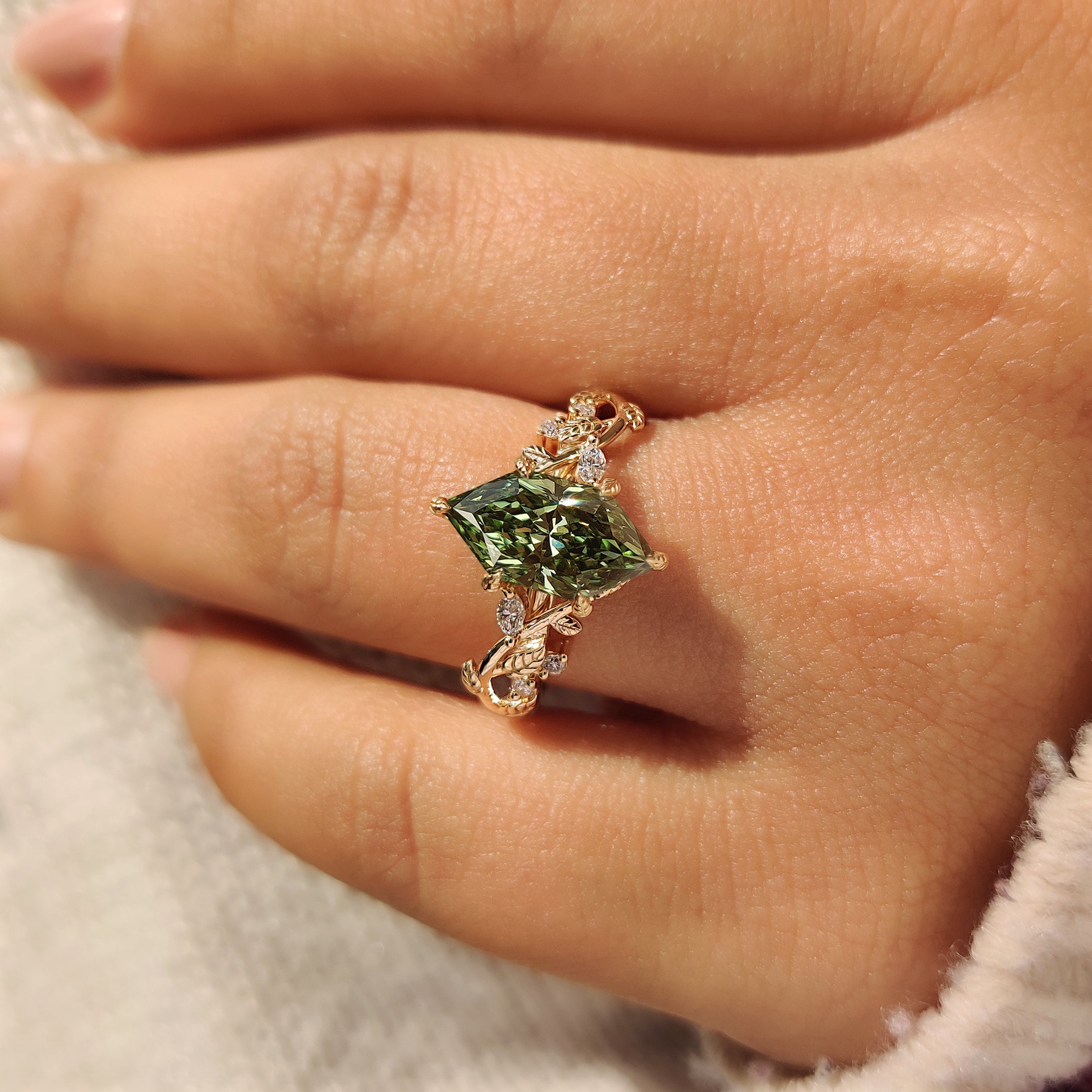 Handmade Dutch marquise ring with cluster setting and accents
