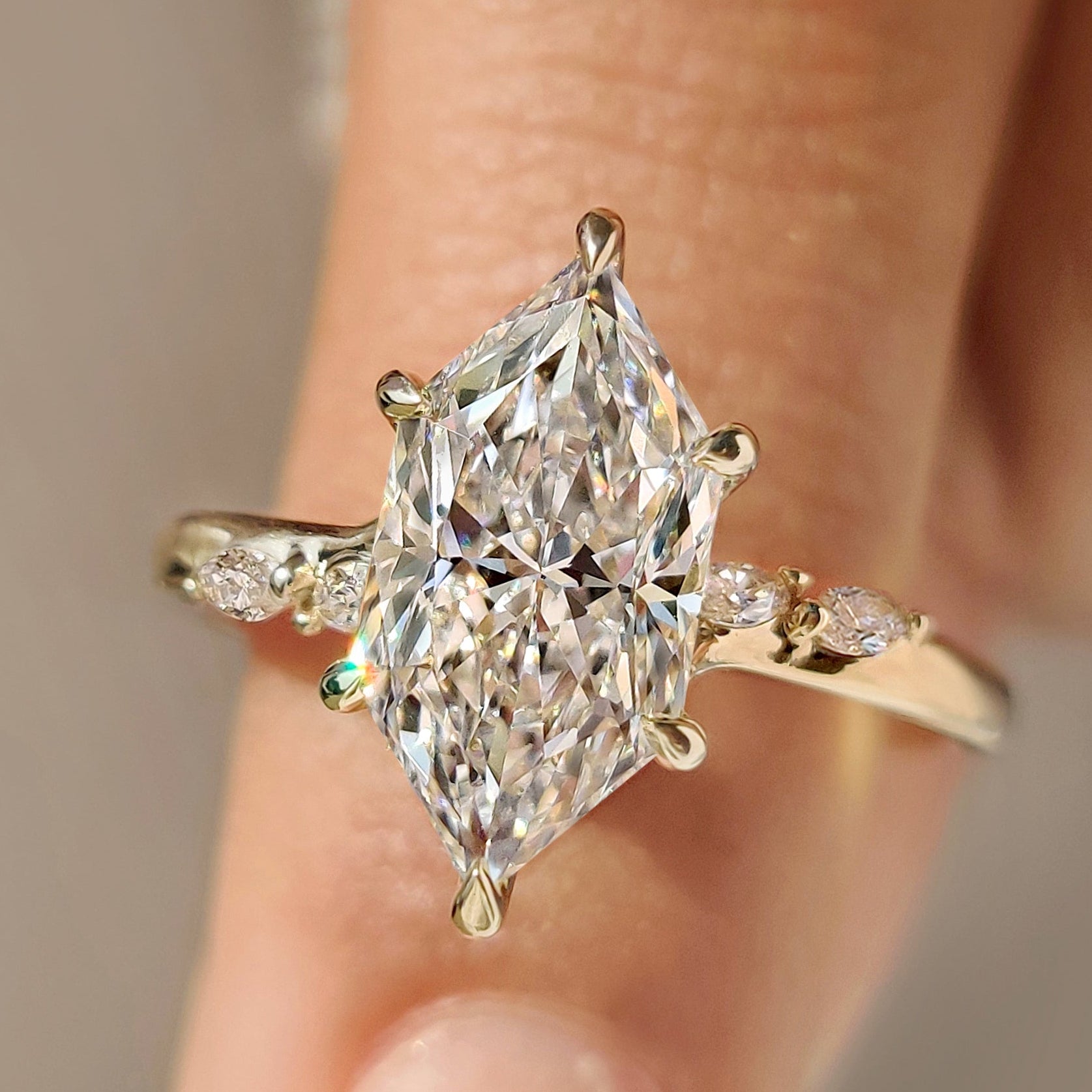 Dutch marquise cut ring with marquise side stones.

