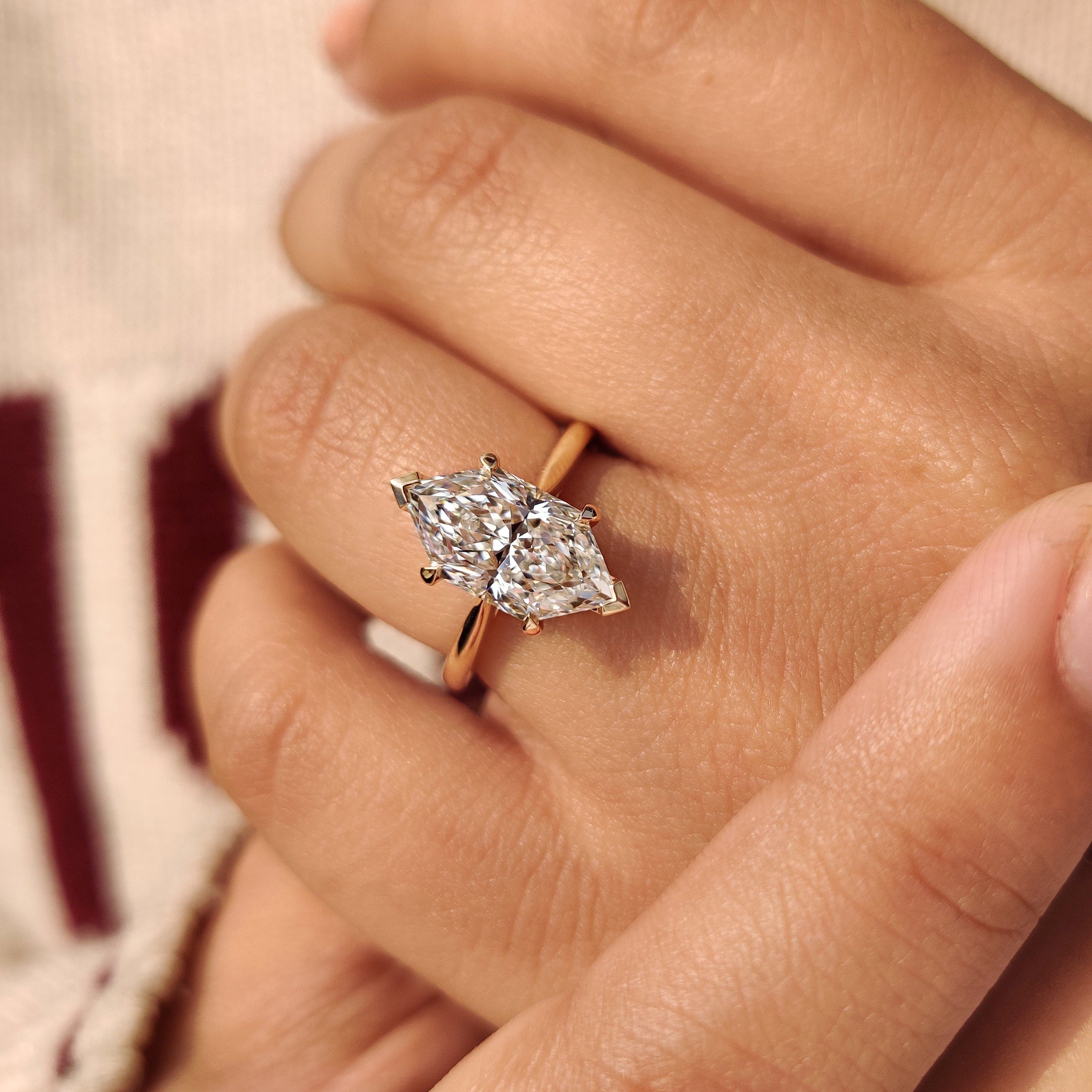 Handmade dutch marquise ring with V prong and shank.

