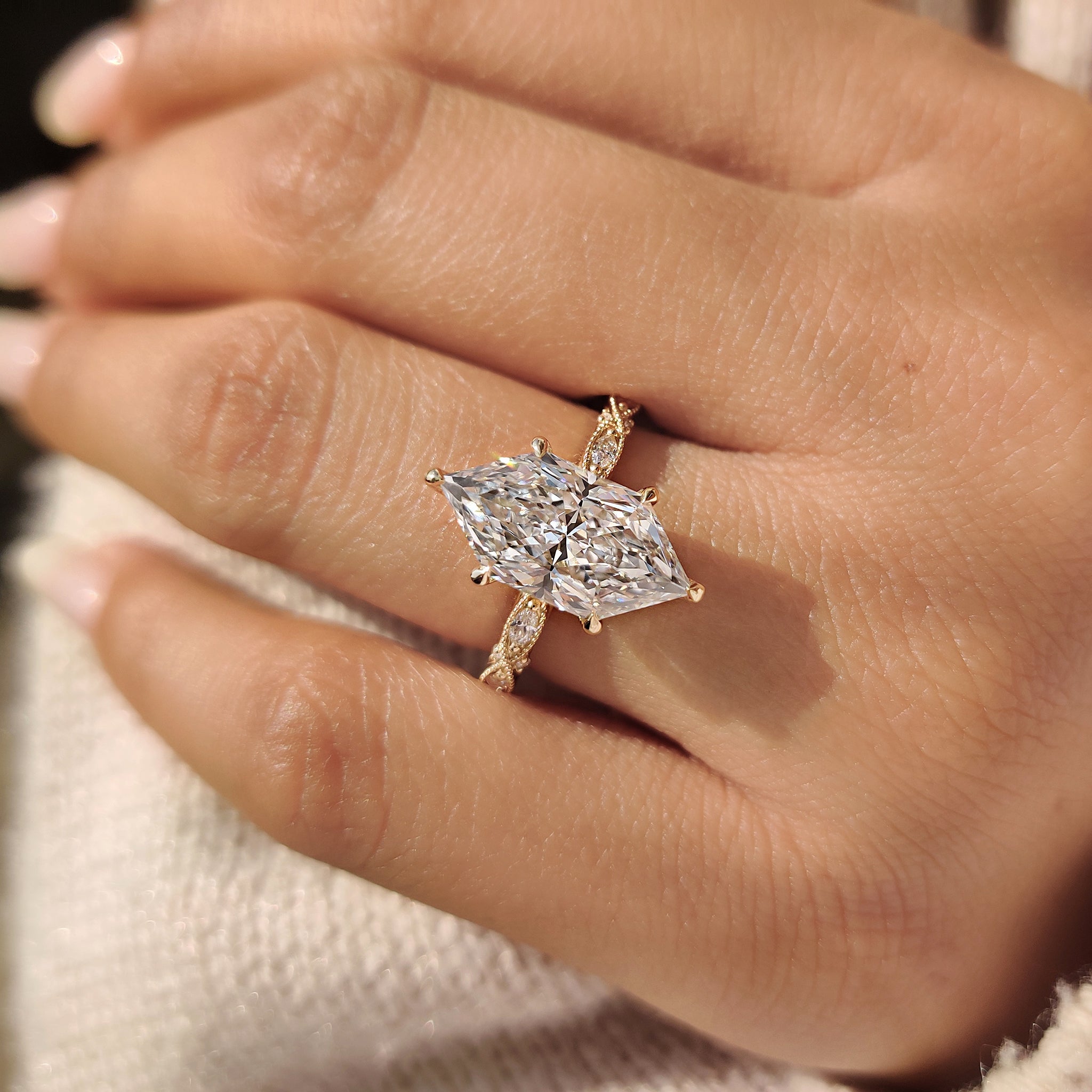 Carat Diamonds dutch marquise ring with lab grown diamond
