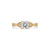Cathedral Engagement Ring with round cut diamond ring in yellow gold.

