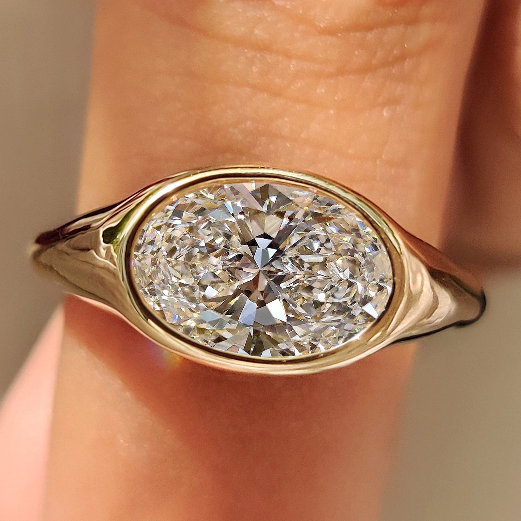 Solitaire Oval Diamond Ring in Bezel Setting