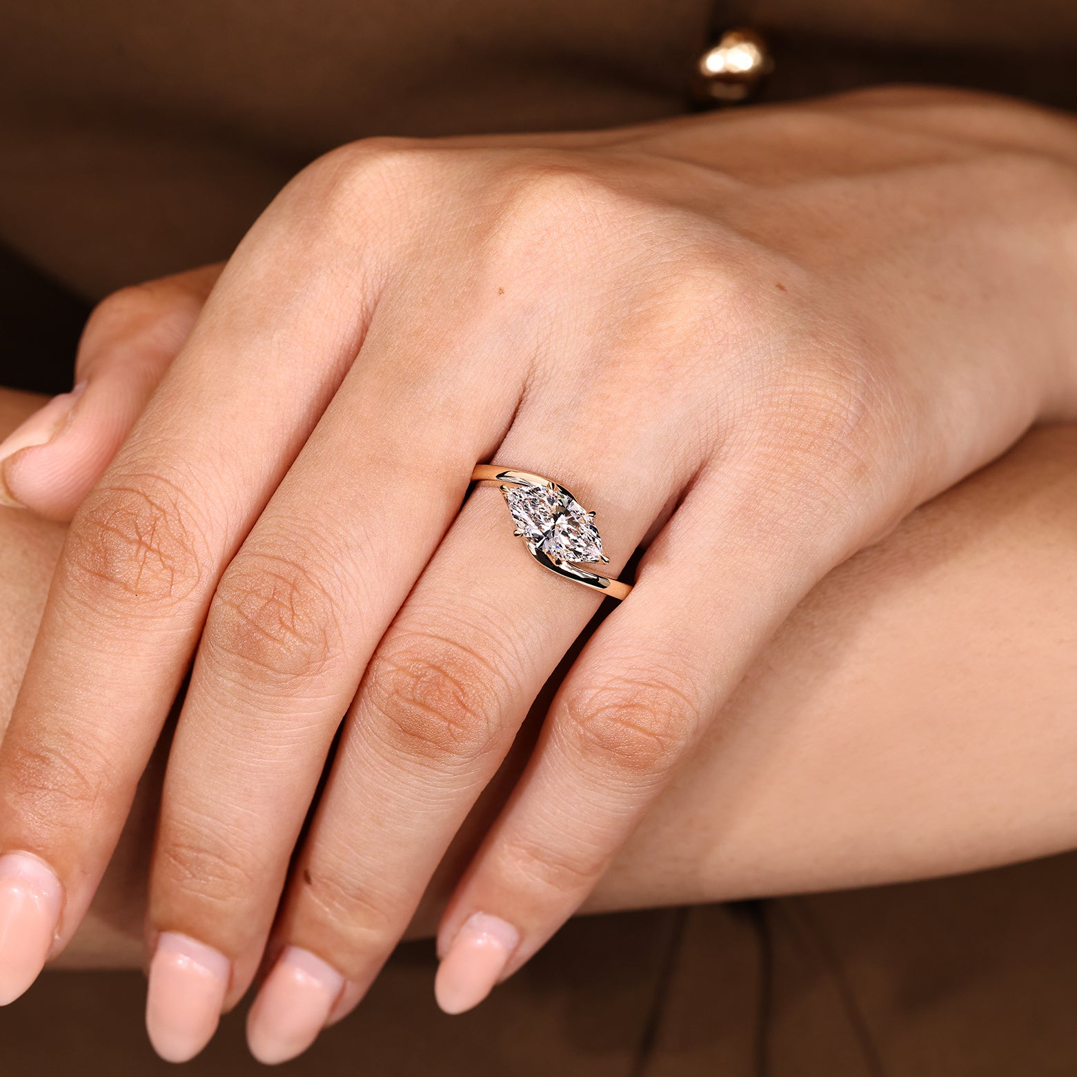 Lab grown marquise diamond ring in moira ring style
