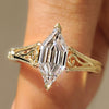 Hexagon step lab grown diamond solitaire ring with milgrain details
