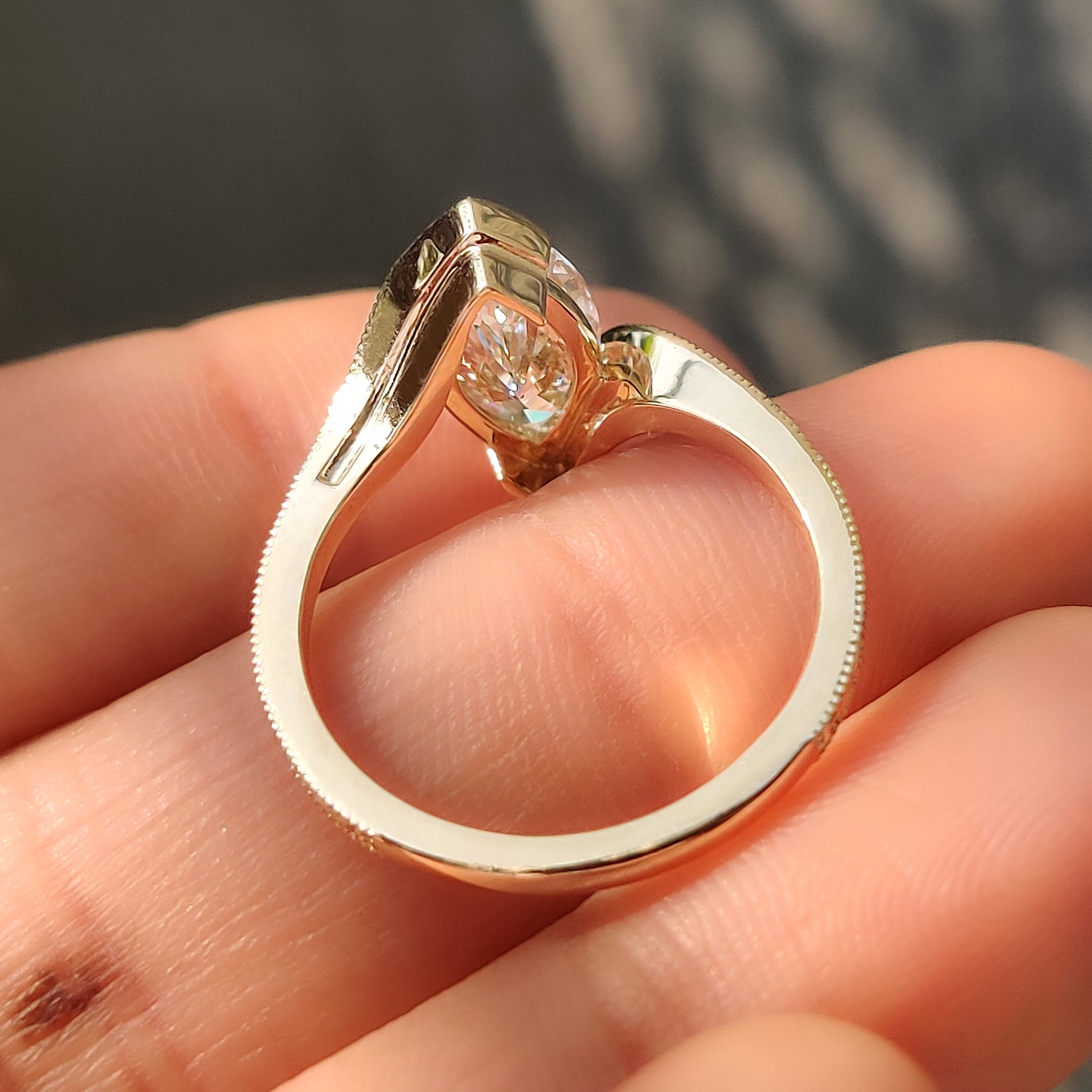IGI certified 2.00 carat  marquise lab grown diamond ring.
