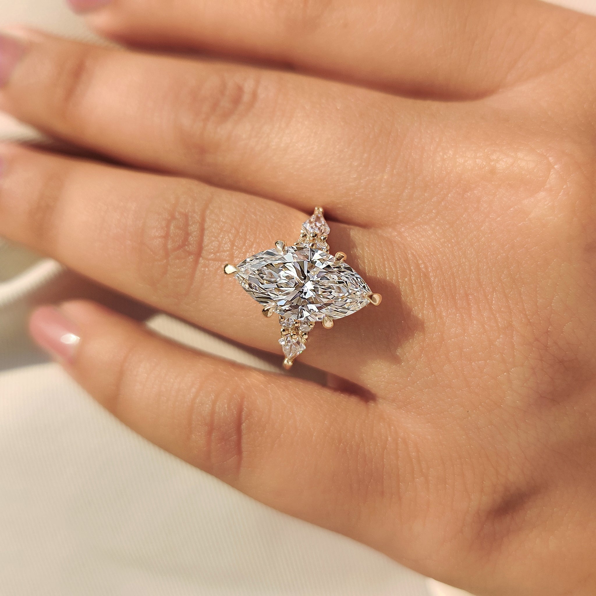 Lab grown marquise diamond ring IGI certified.
