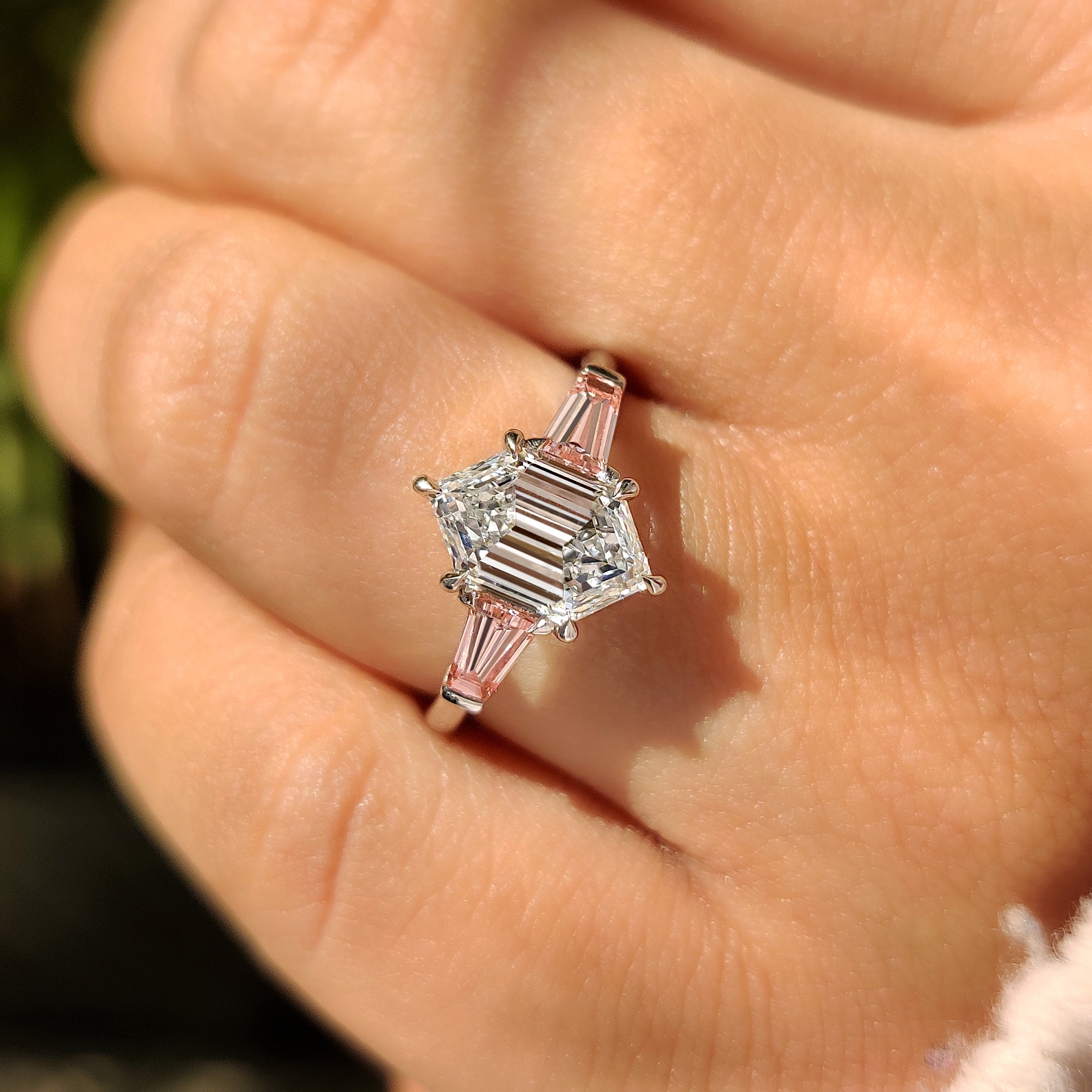 Lab grown diamond ring with six claw prong setting
