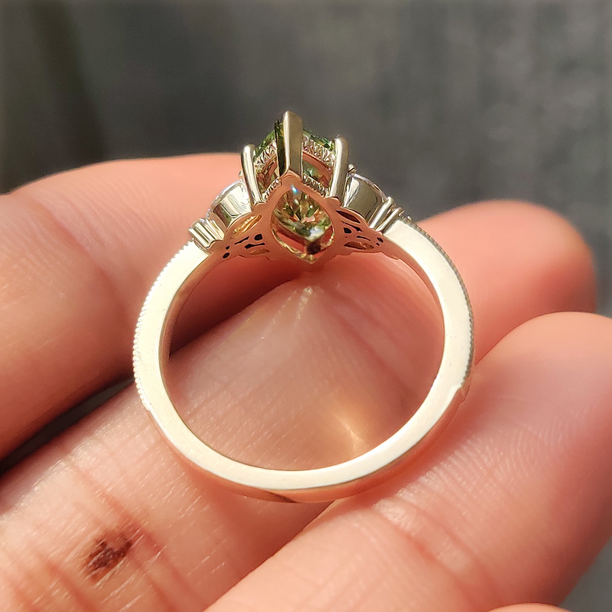 Vintage inspired cluster ring with filigree design.
