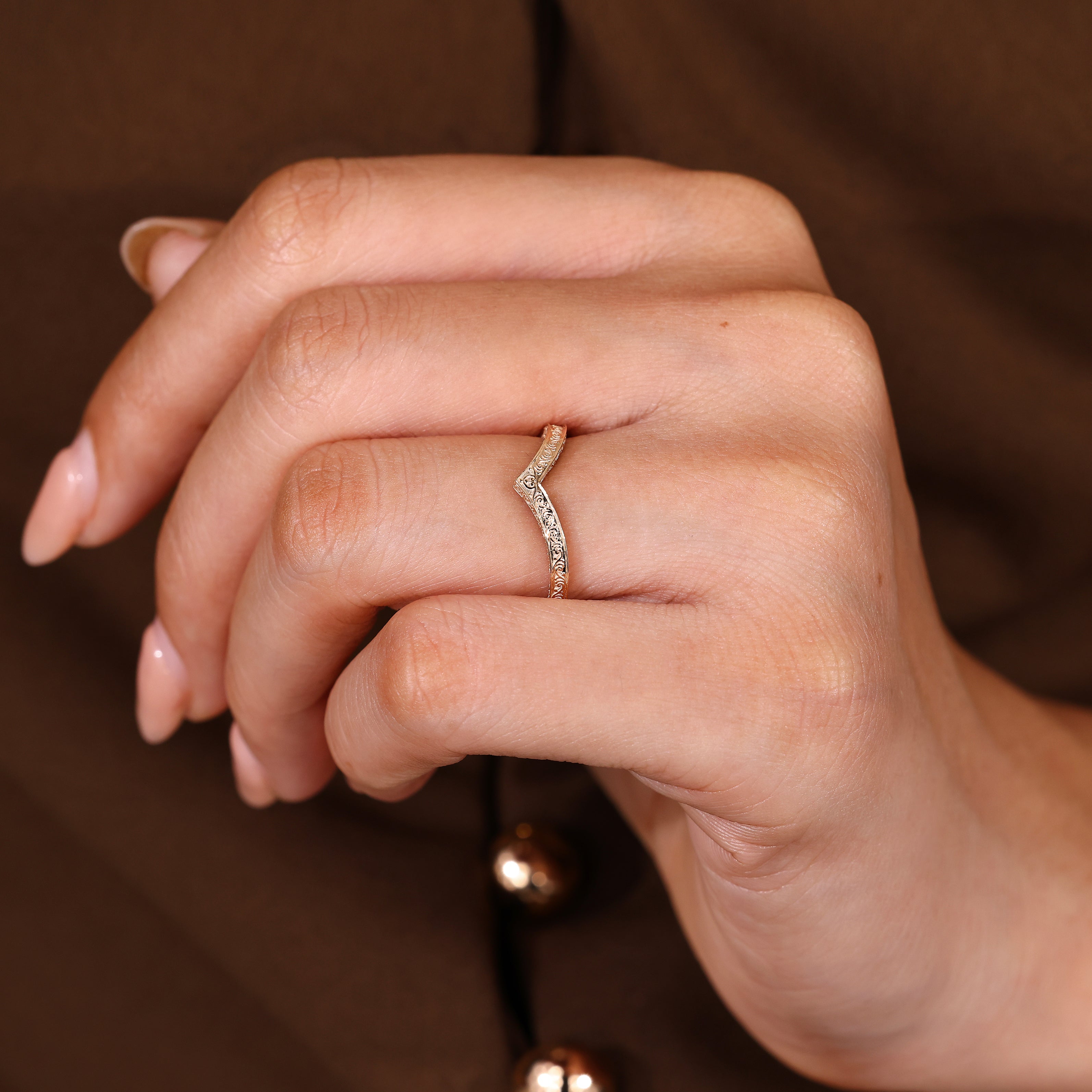 Marquise diamond bridal set with stackable curved band style
