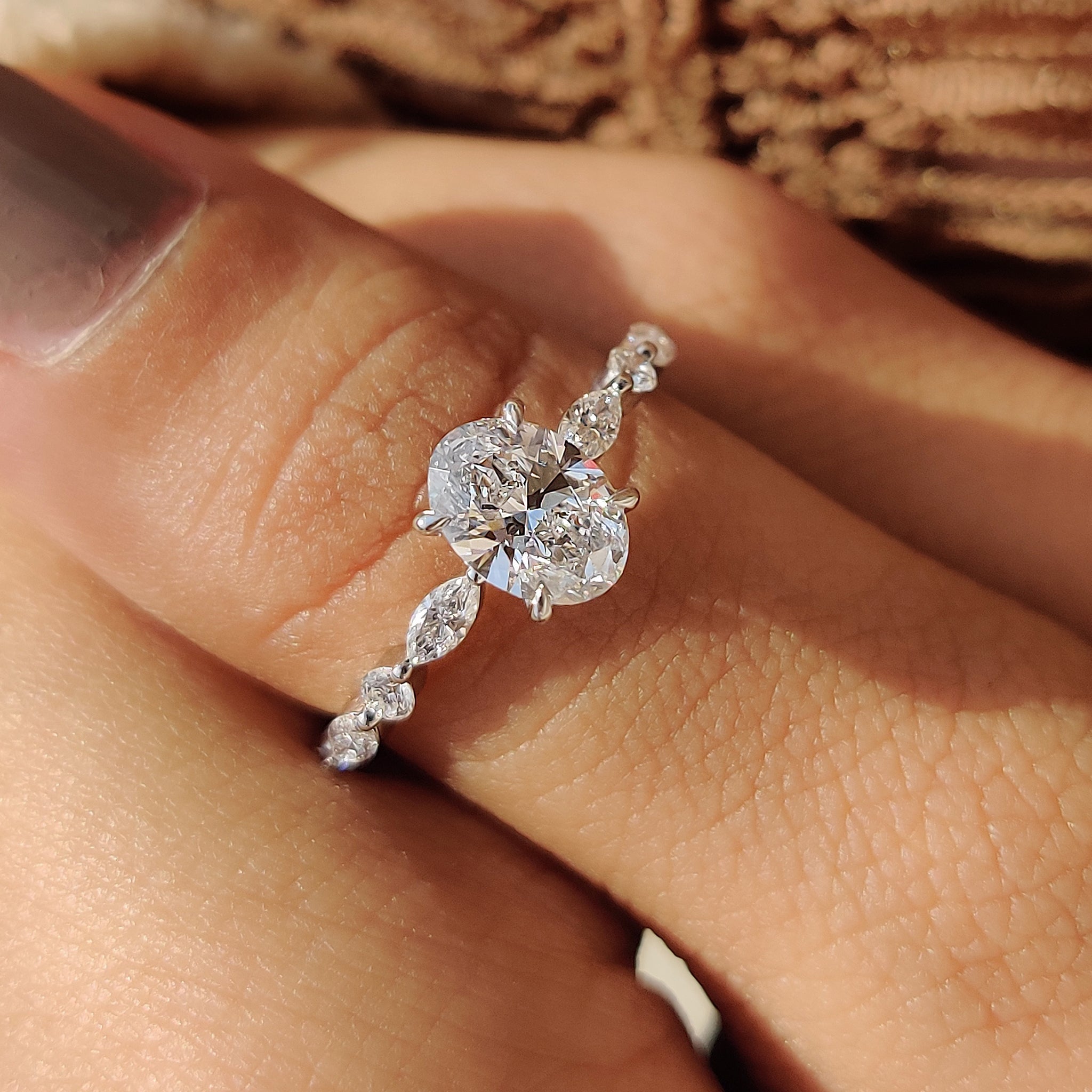 Oval cut engagement ring with a sleek design.
