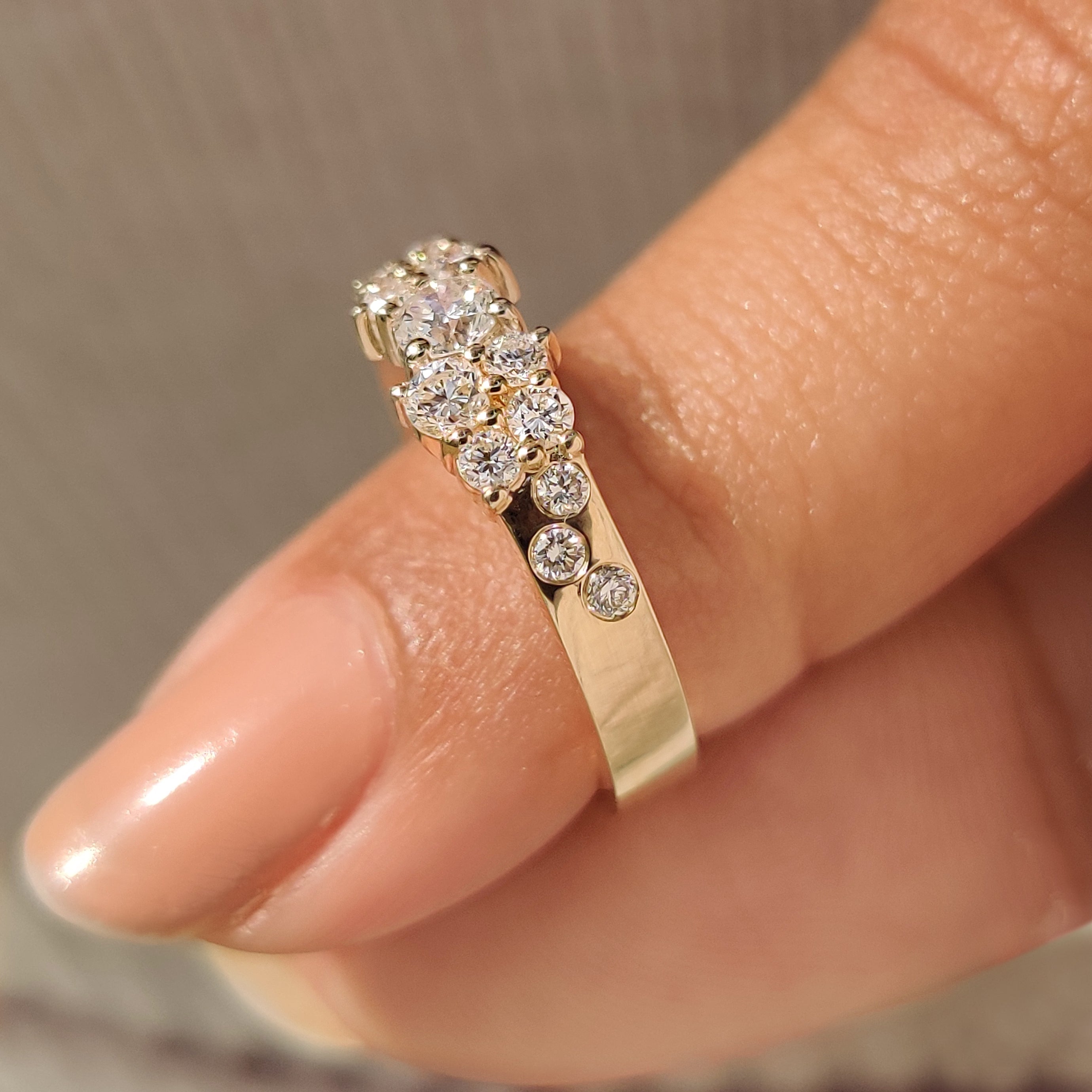 Round diamond band handmade with cluster diamond setting.
