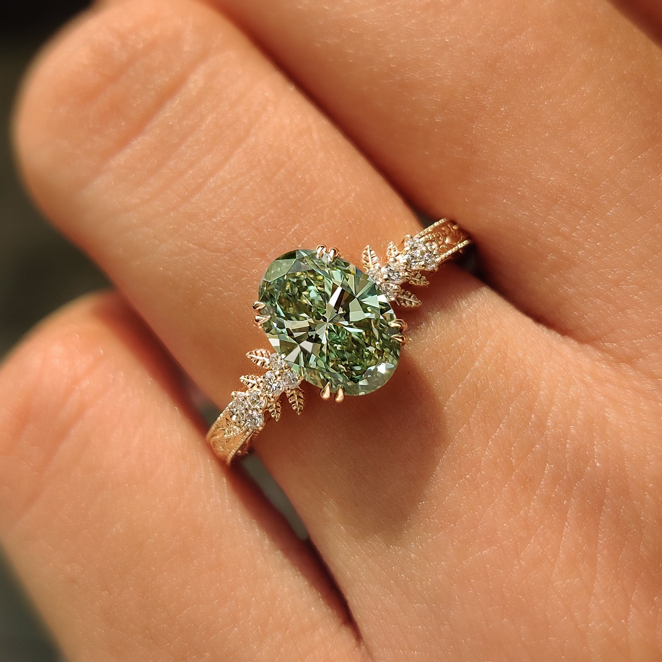 IGI certified diamond set in a handmade engagement ring.
