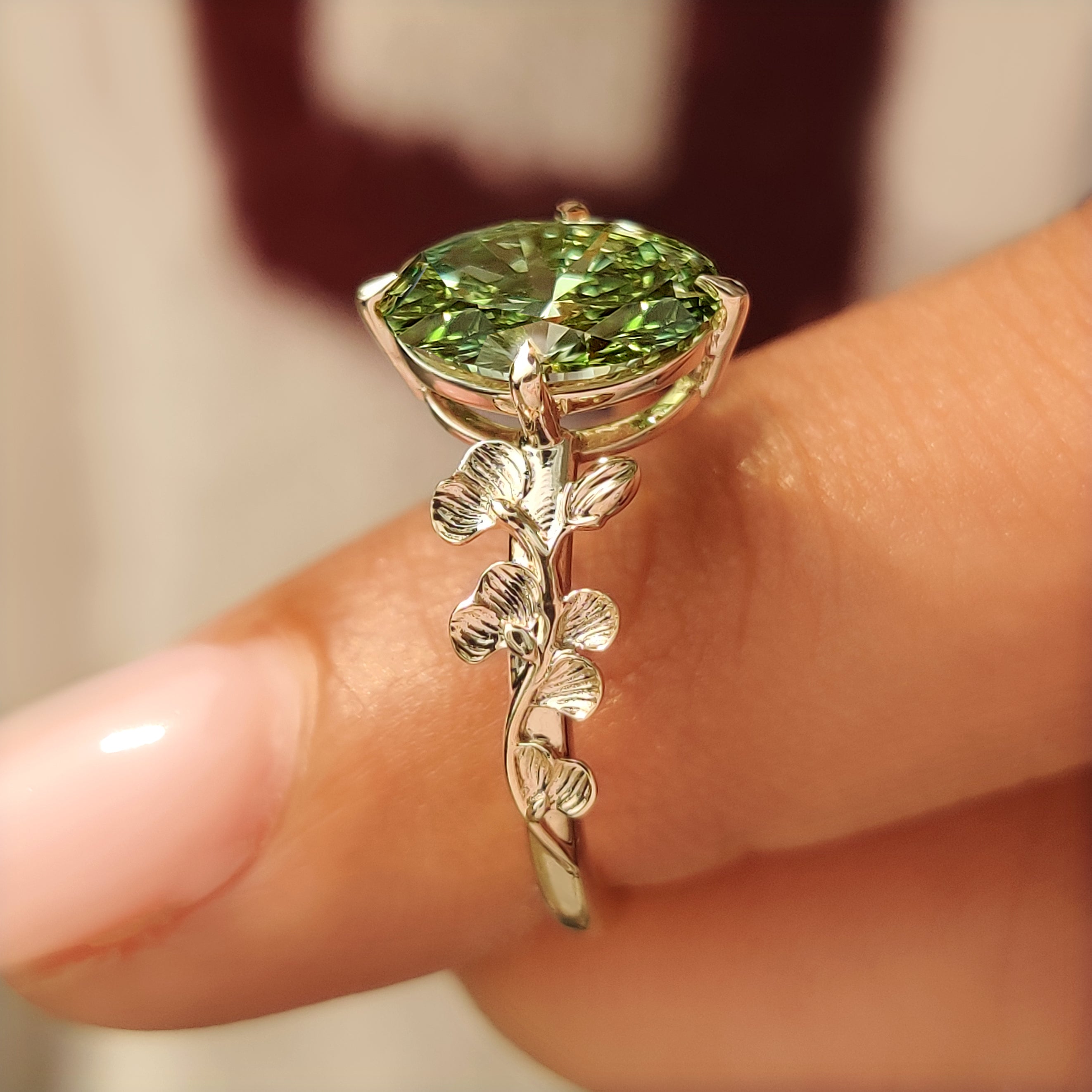 IGI certified lab grown diamond set in handmade engagement ring.
