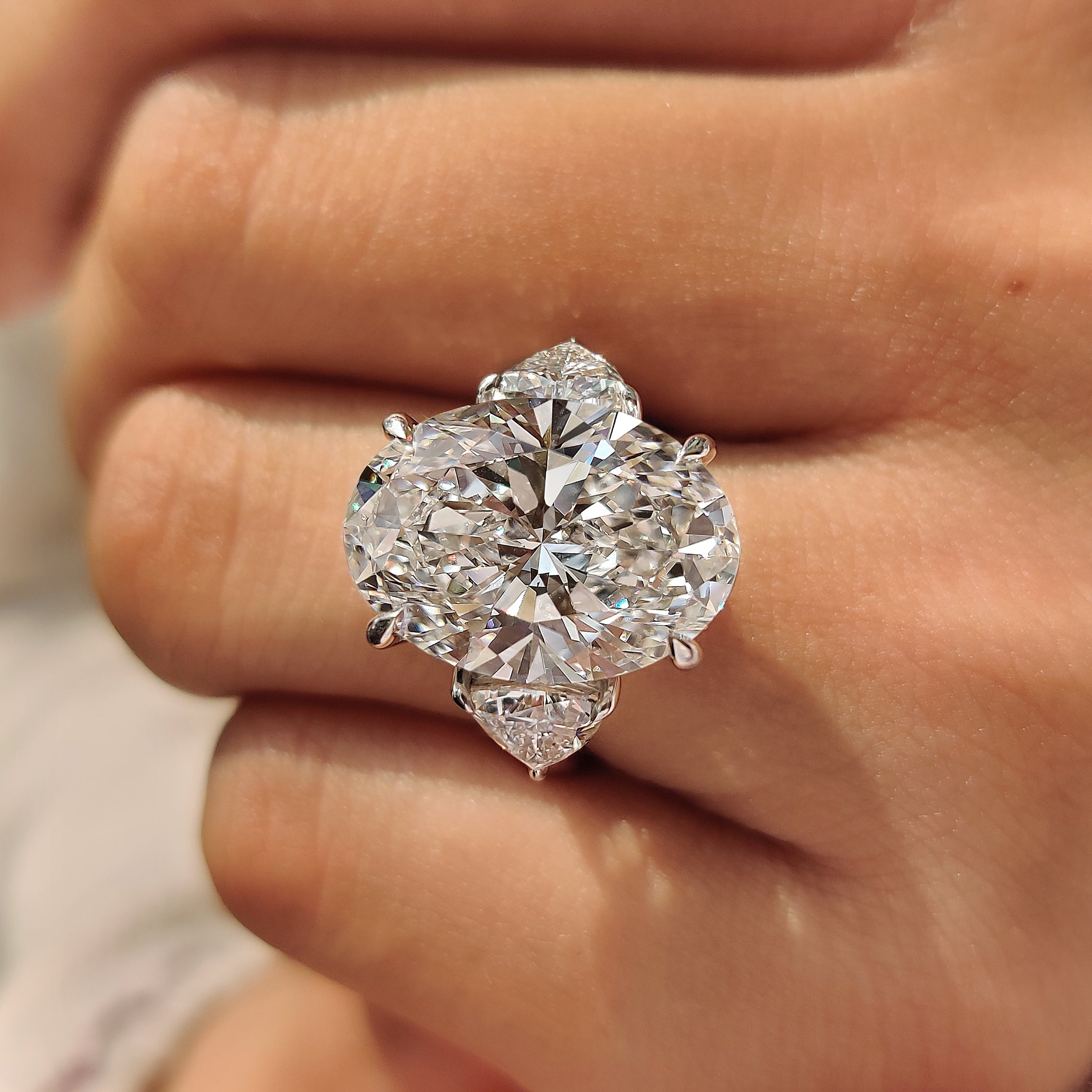 Lab grown oval diamond ring with secure prongs
