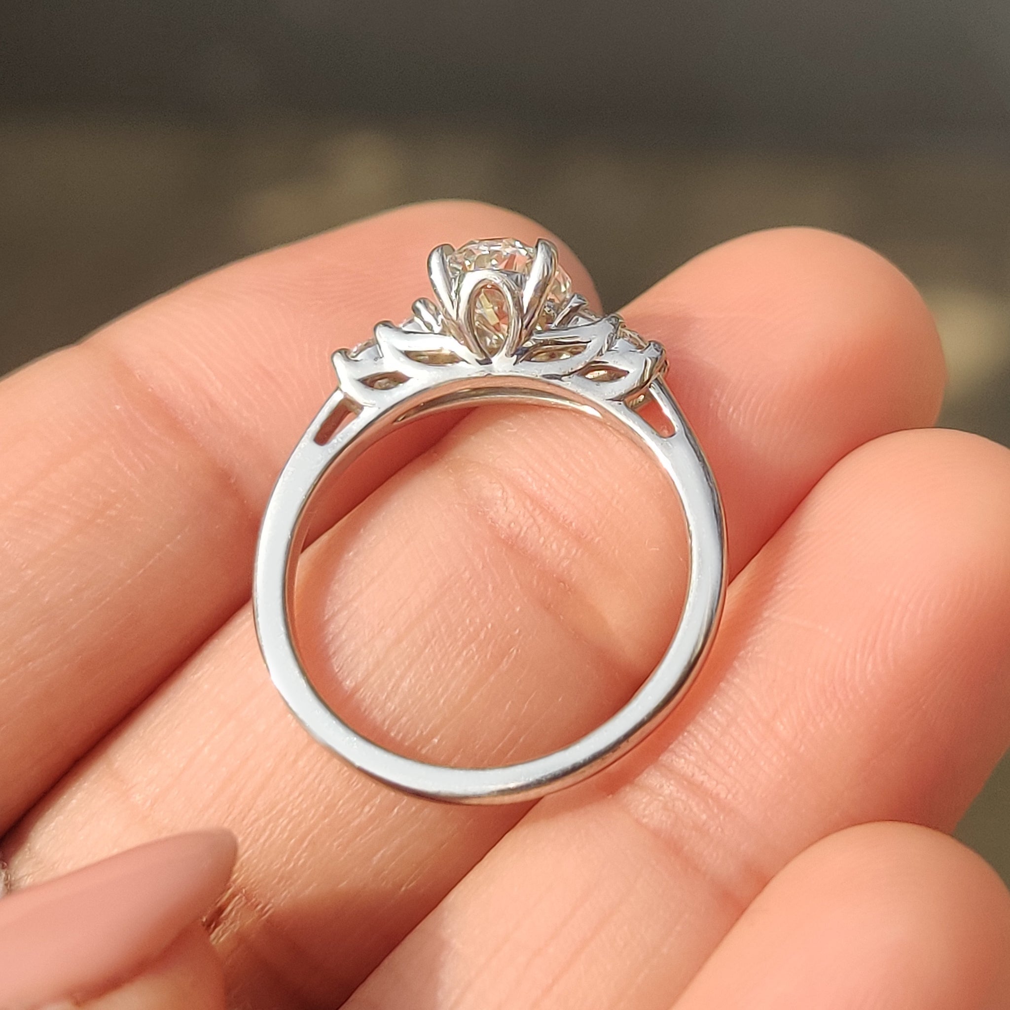 Handmade lab grown oval cut diamond ring.
