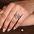 Lab grown hexagon diamond ring with marquise side stone accents
