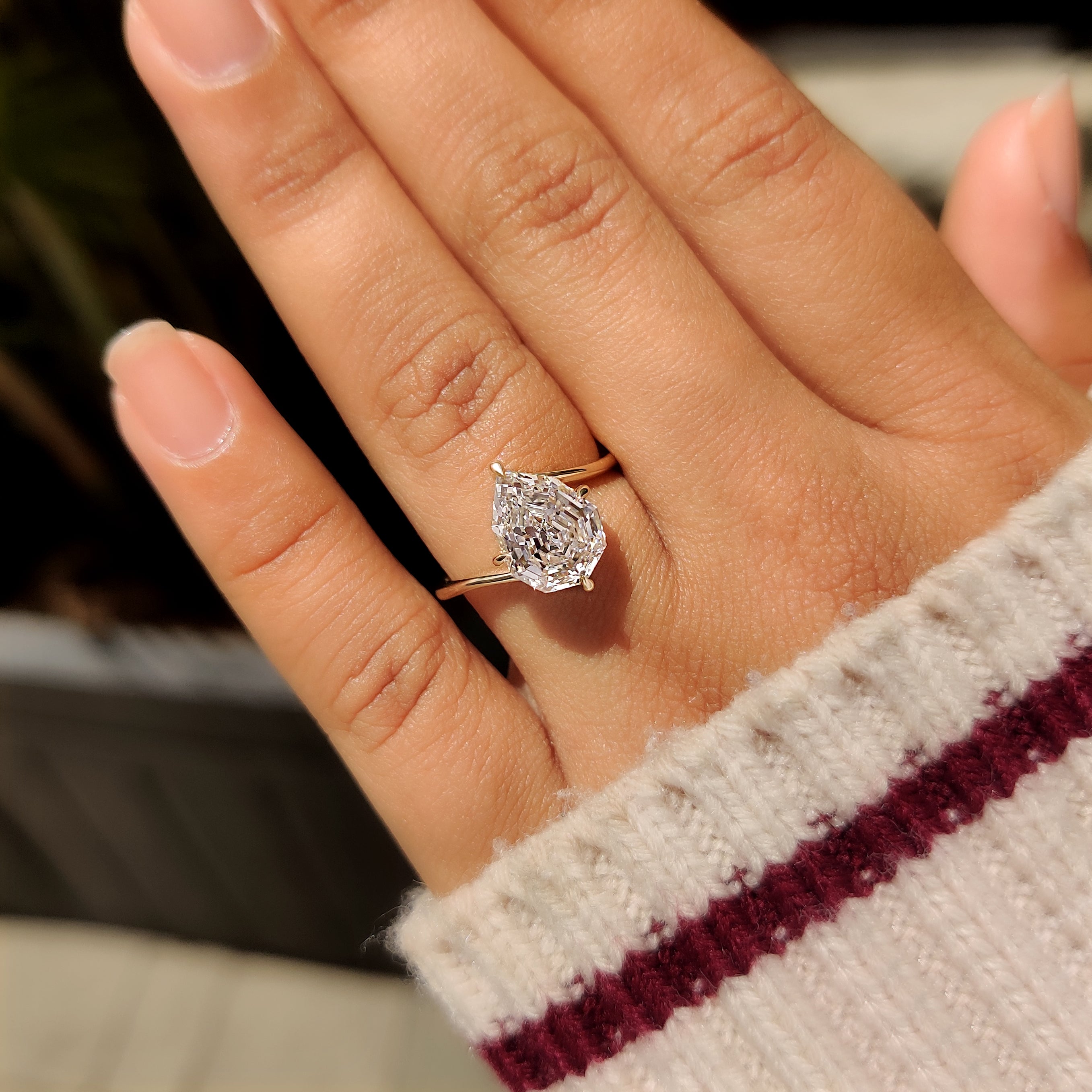 Handmade pear diamond ring with claw prong setting.
