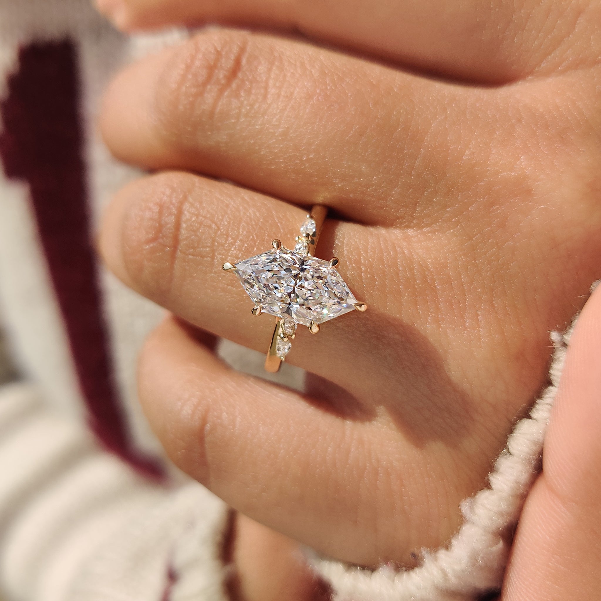 Handmade dutch marquise ring with six claw prong.
