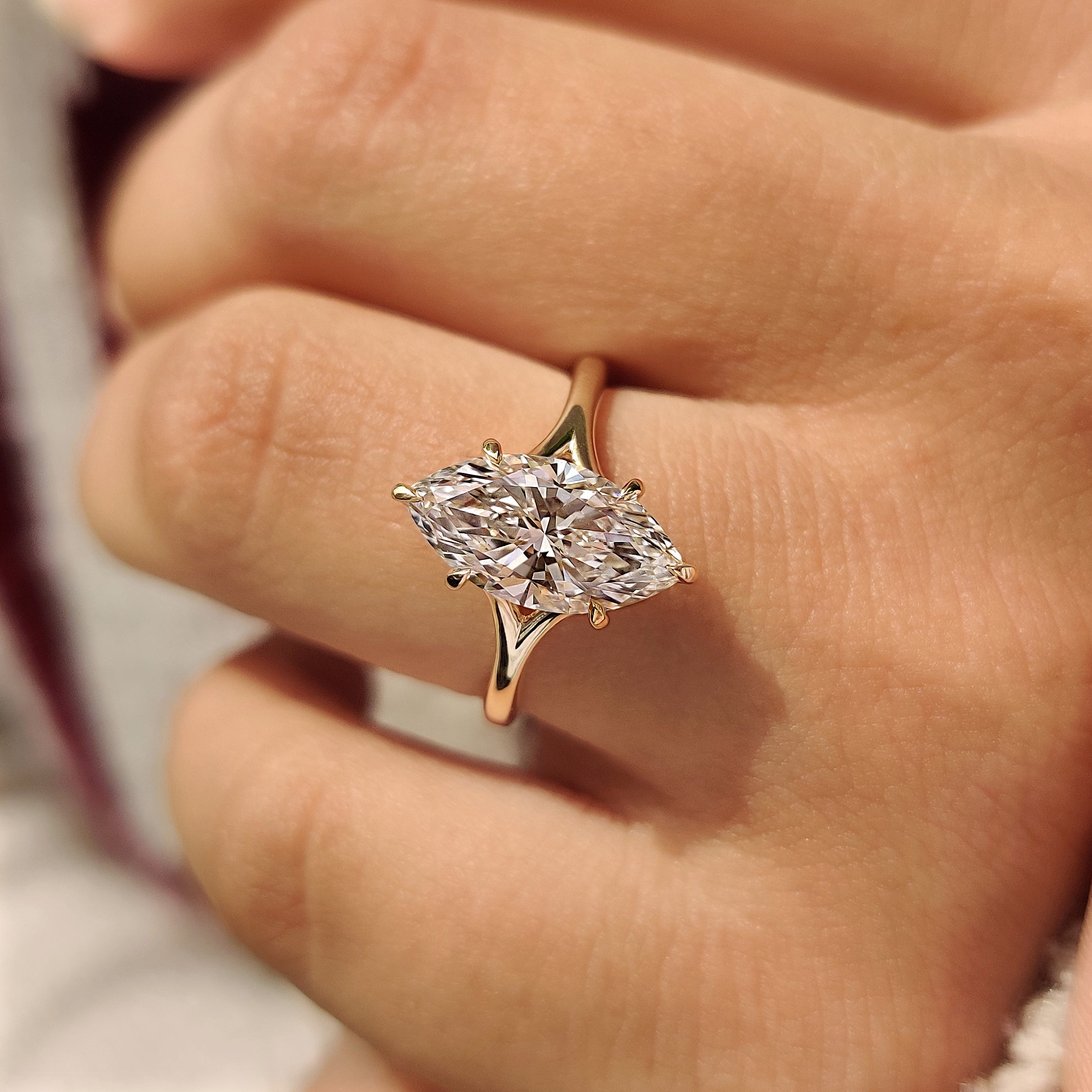 Solitaire Marquise Engagement Ring with Five Claw Prong