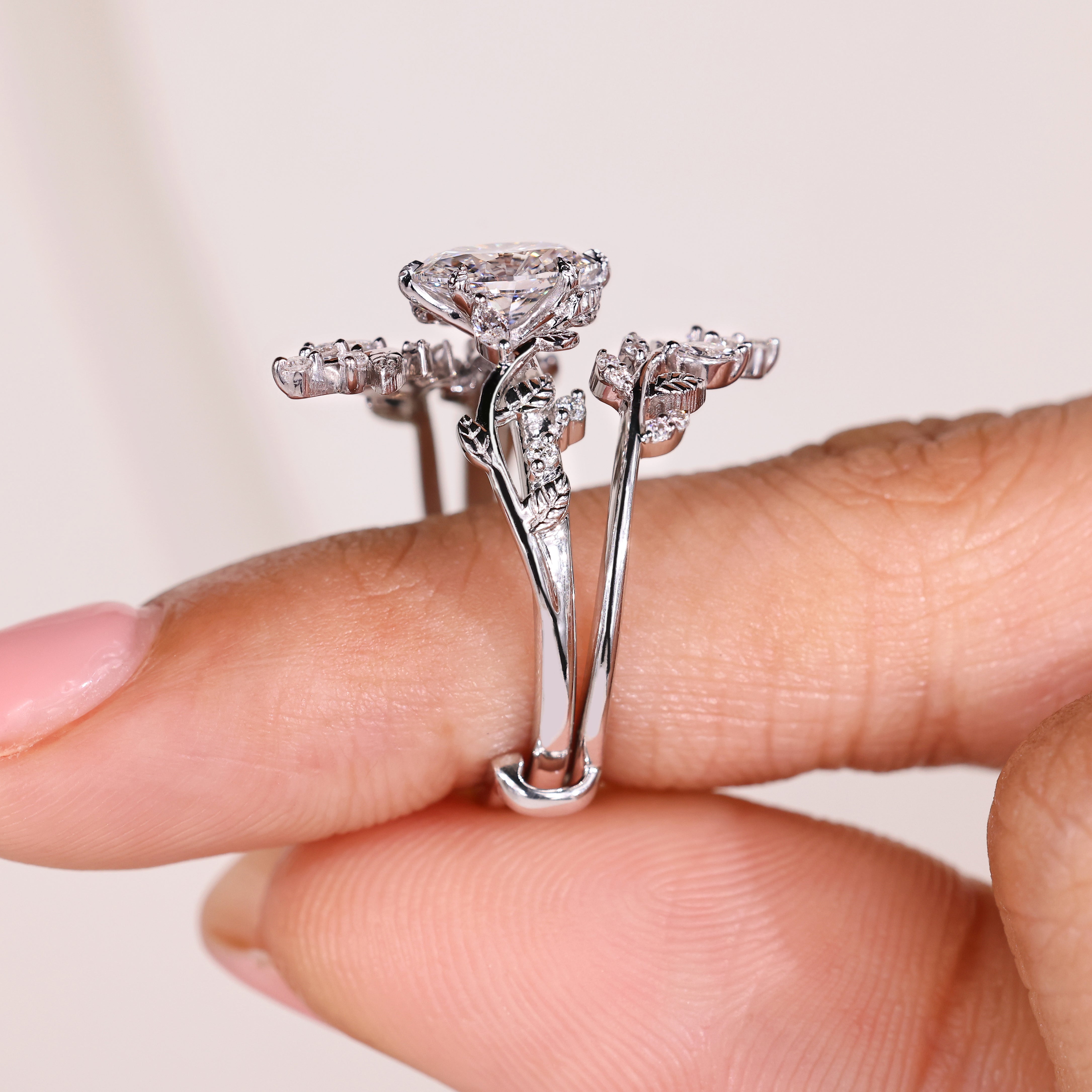 Oval Engagement Ring with Marquise Side Stones
