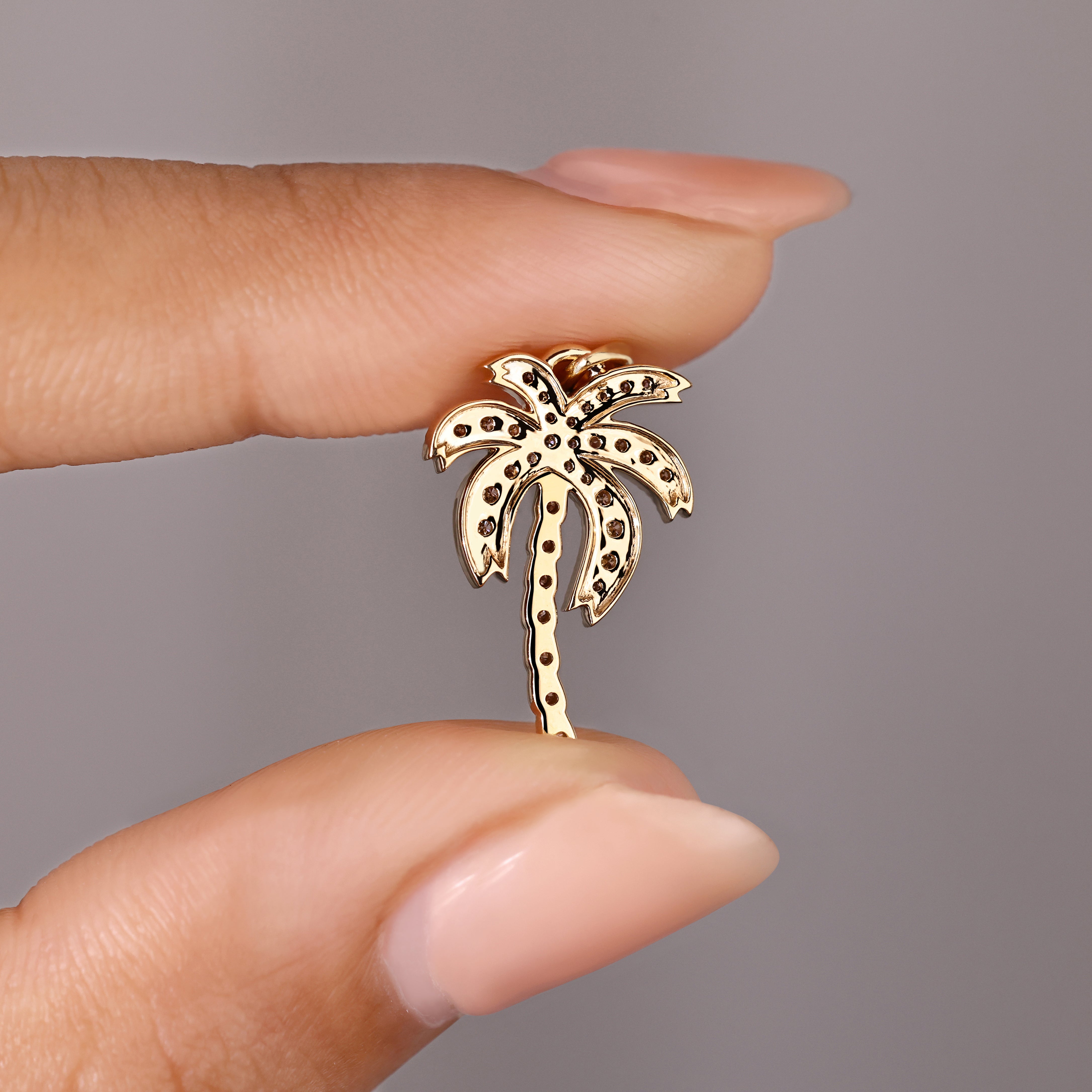 Handmade Palm Tree Pendant with Round Lab Grown Diamond

