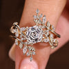 Hexagon diamond bridal set with marquise and round accents
