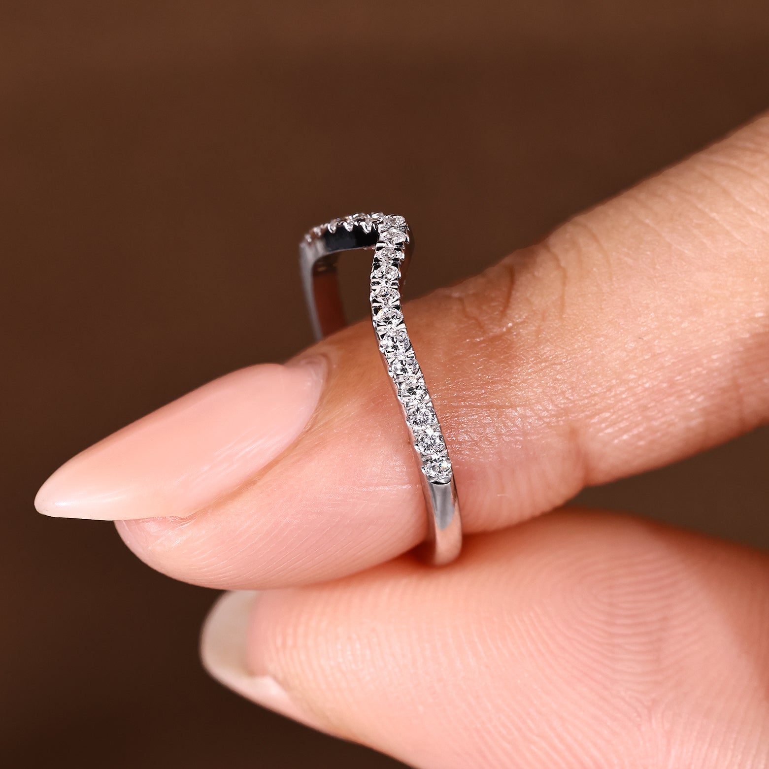 Chevron Wedding Band - Stackable Style