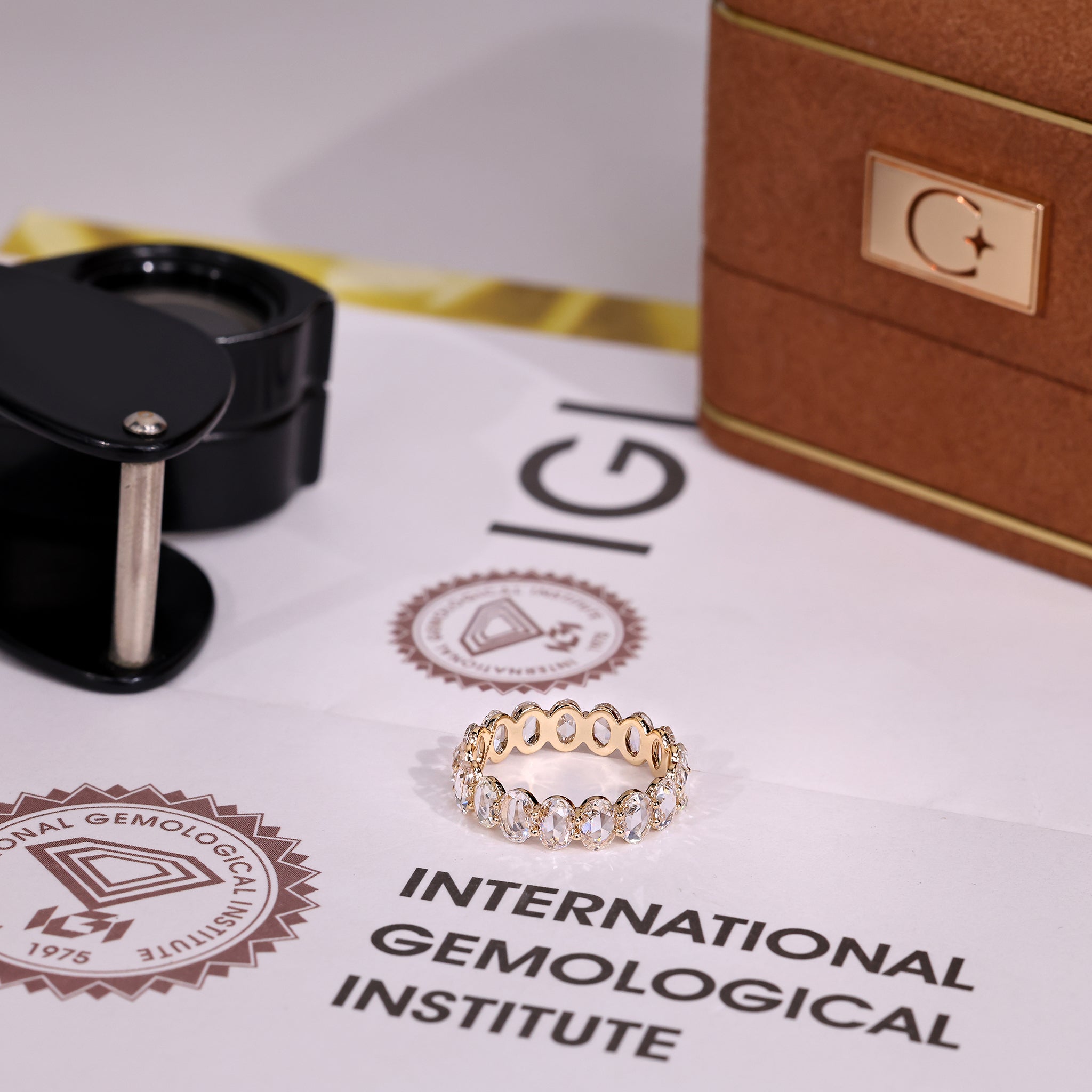 IGI certified oval rose cut diamond eternity band
