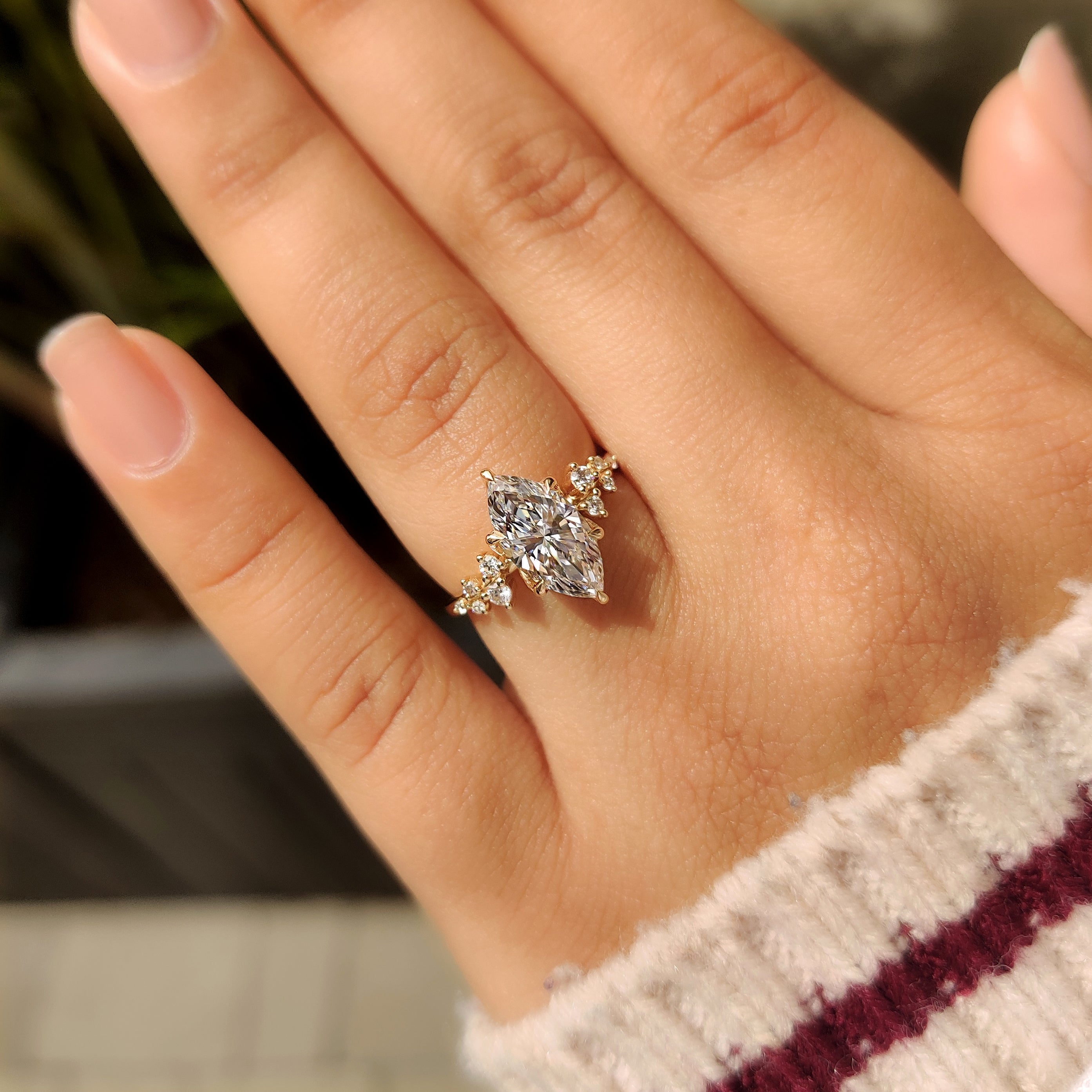 Marquise Engagement Ring featuring Lab Grown Diamond and Euro shank
