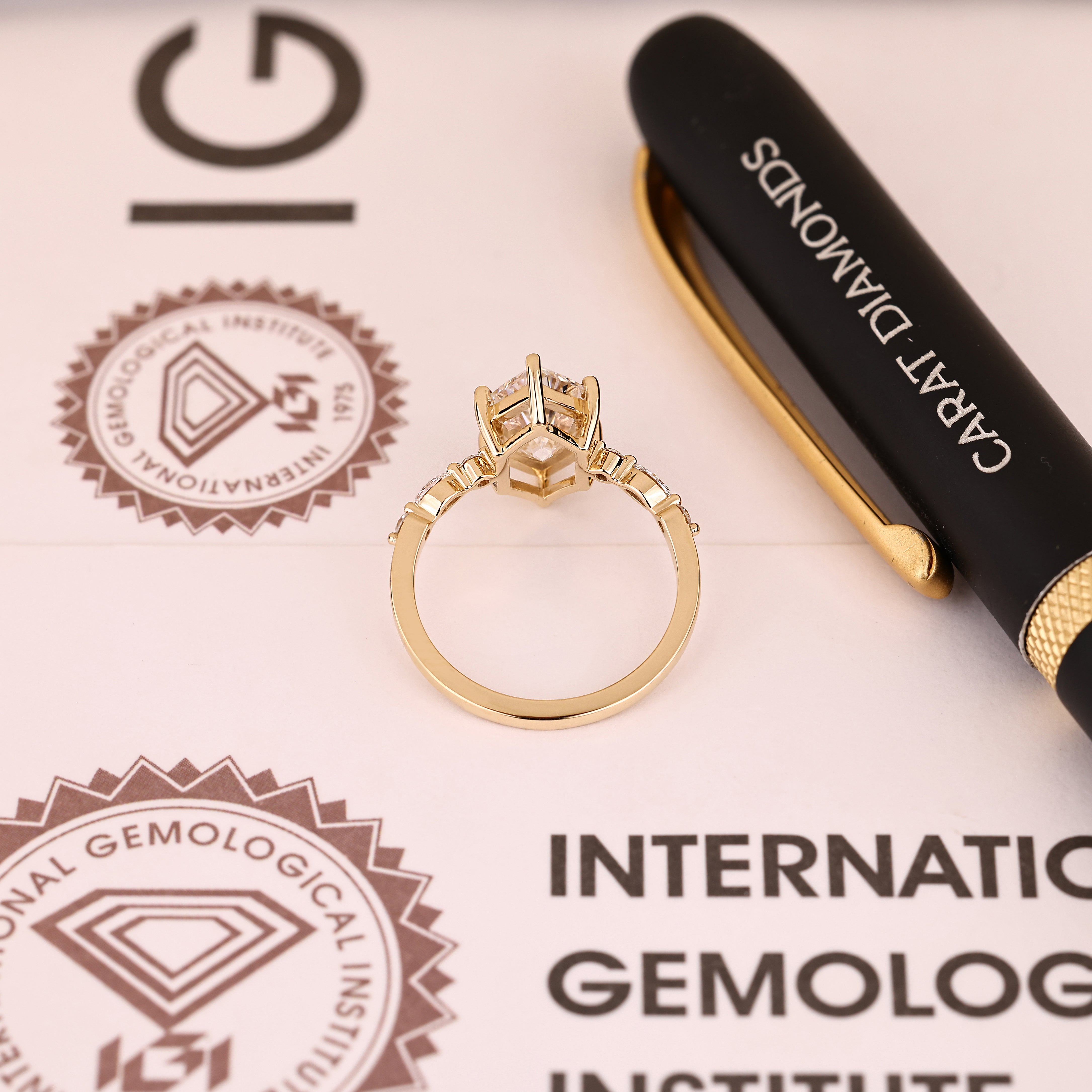 IGI certified Dutch marquise ring with six prong design
